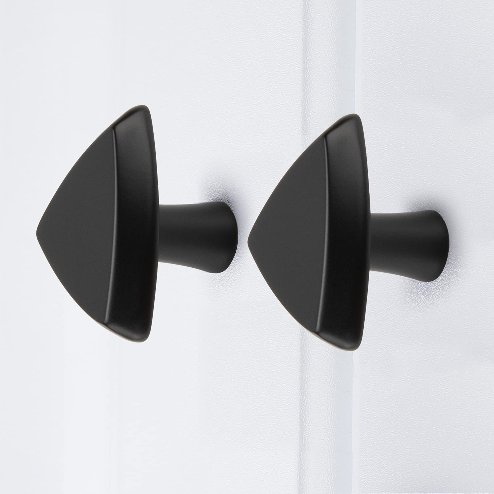 25 Pack Black Cabinet Drawer Knobs - Matte Black Triangle Dresser Hardware (1.4