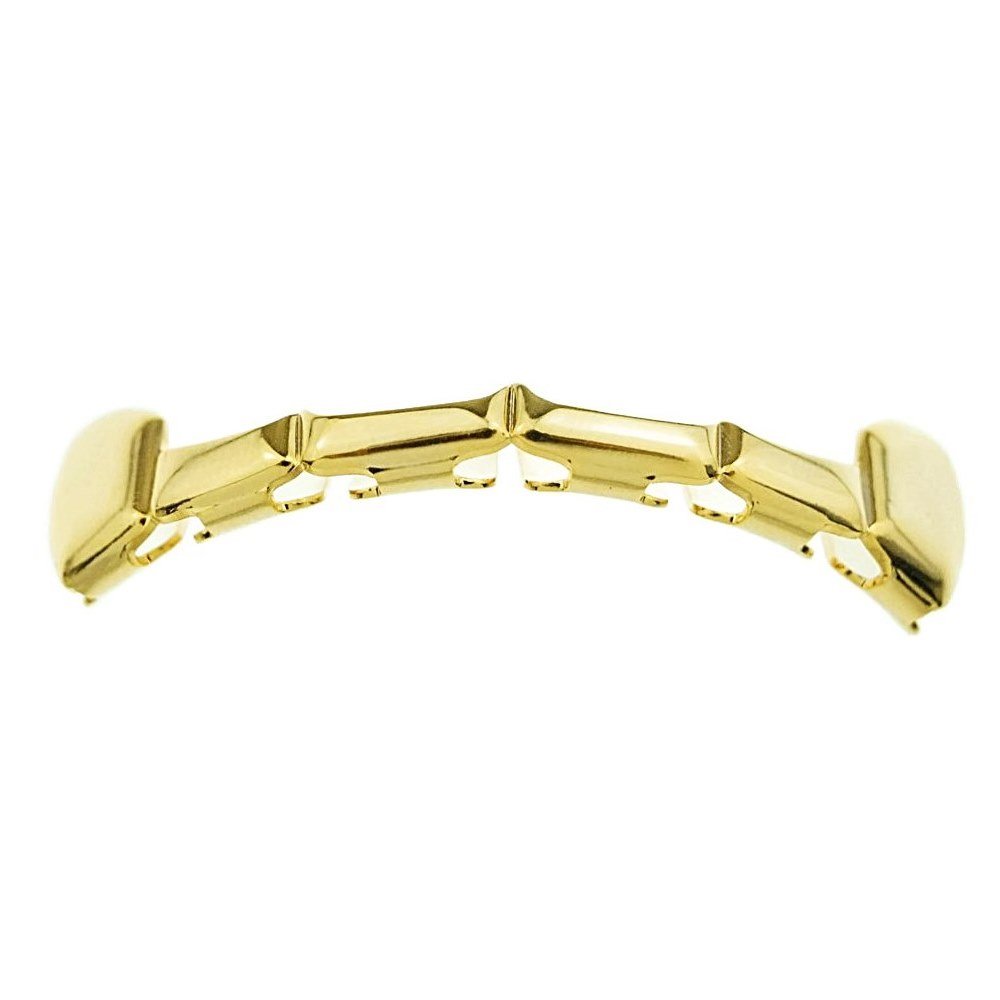 14K Gold Plated Slim Half Grillz - Upper Teeth Row Slugs for Hip Hop Style | Perfect for Concerts, Parties & Rap Performances