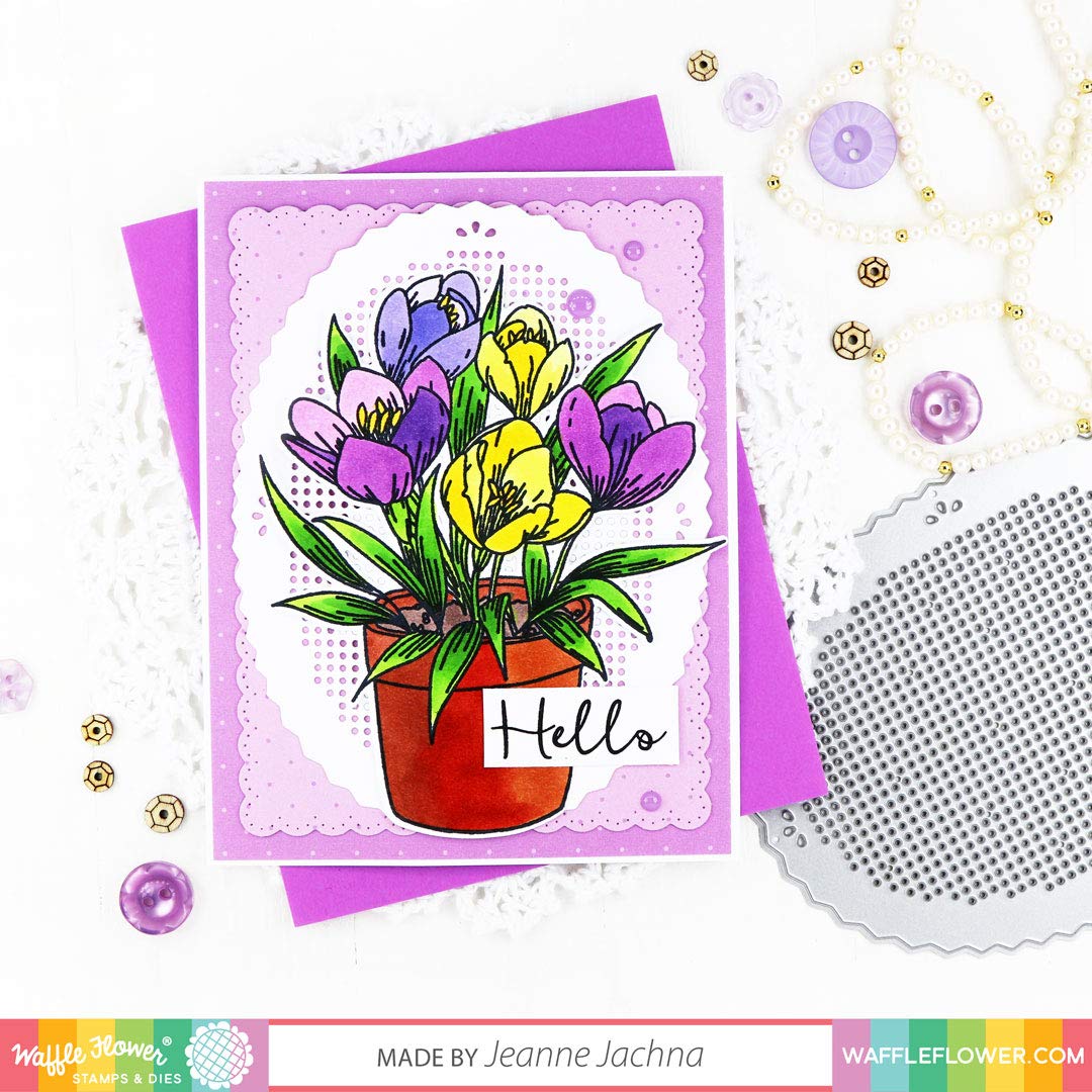 Waffle Flower Stitchable Pinking Oval Die - Scrapbooking & Card Making Craft Supplies for DIY Greeting Cards, Invitations, and Paper Crafts