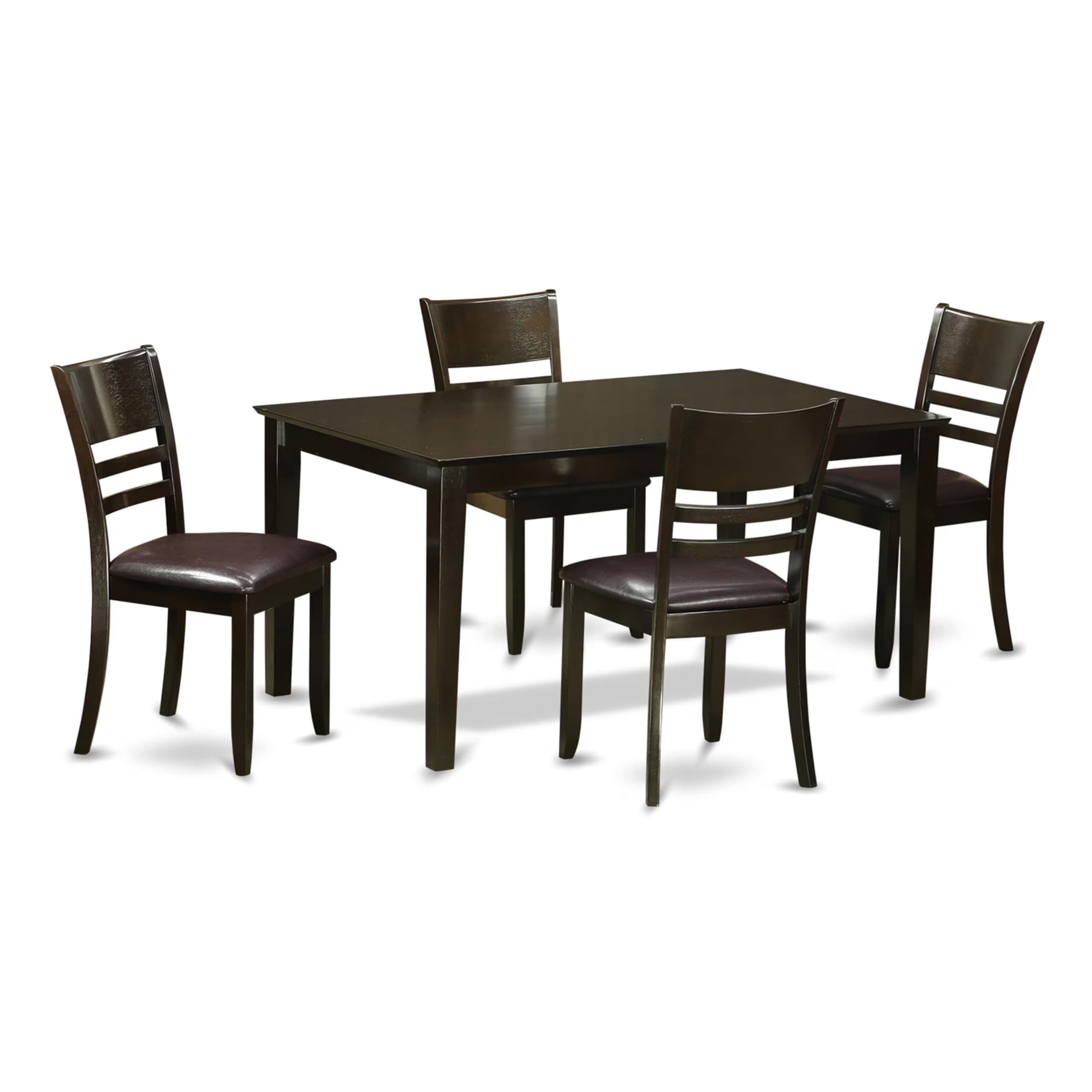 East West Furniture 5-Piece Dining Set with Rectangle Table & 4 Faux Leather Chairs, 36x60 Inch, Cappuccino - Perfect for Small Kitchens, Breakfast Nooks & Compact Dining Spaces