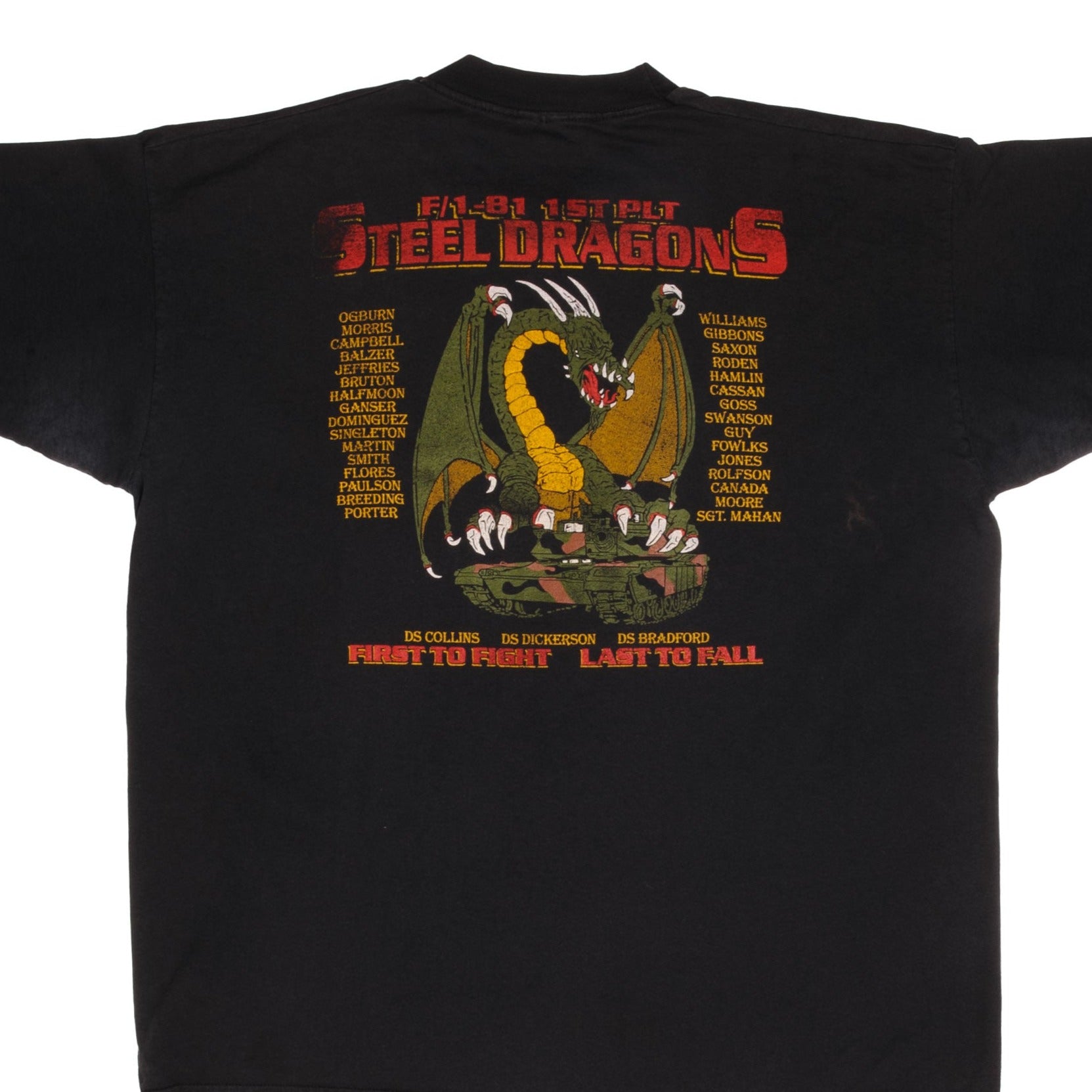 Vintage 1st Platoon Steel Dragons Military T-Shirt - 1990s Retro Army Tee - XL Size - Made in USA - Perfect for Military Enthusiasts & Vintage Collectors