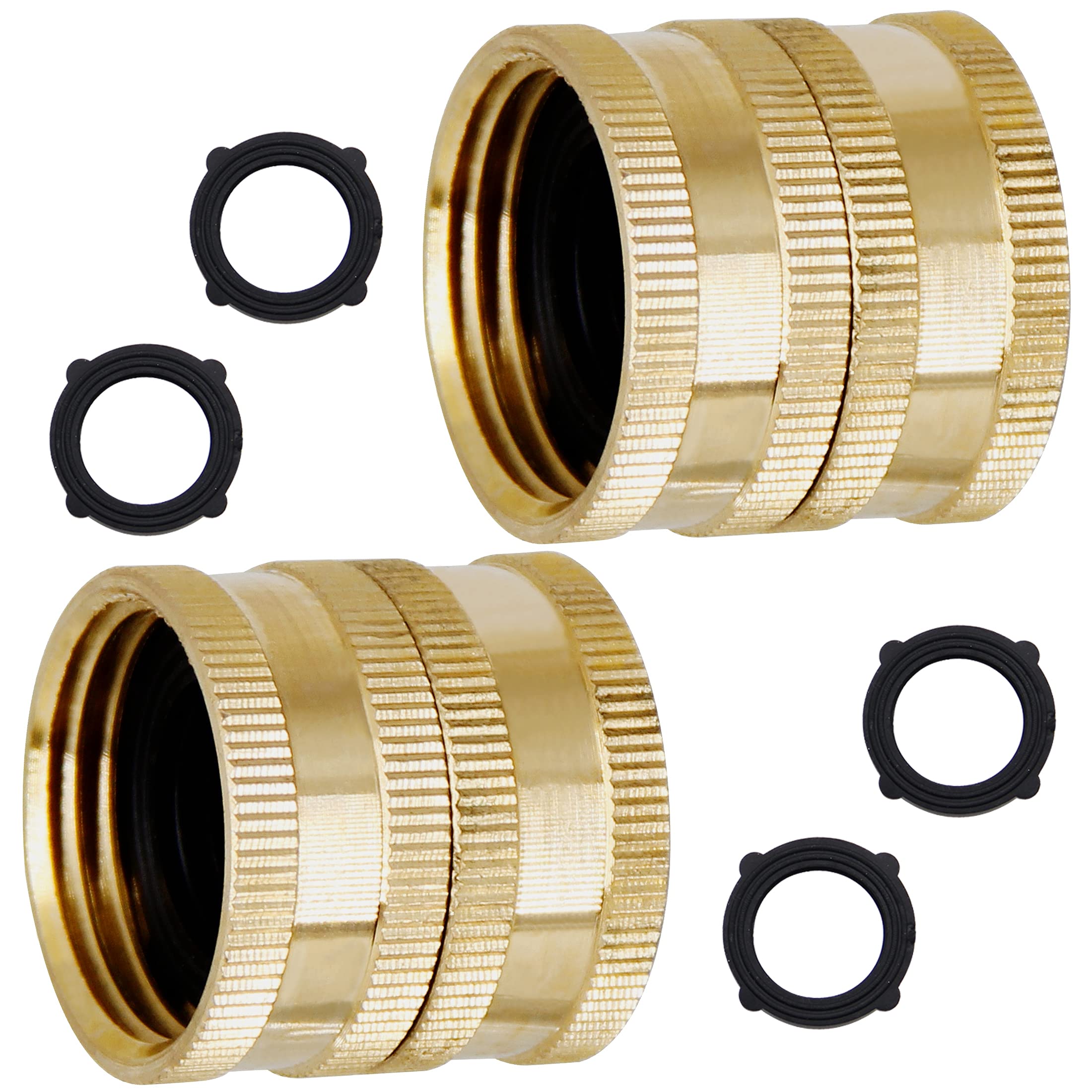 Heavy Duty Brass Garden Hose Adapter 2 Pack - for Outdoor Watering & Irrigation