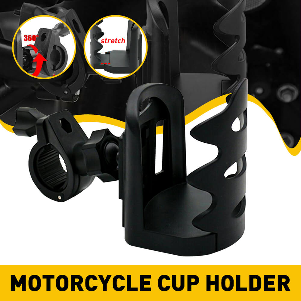 360° Adjustable Motorcycle Cup Holder - Fits 17-32mm Handlebar Diameter - Perfect for Harley, Honda, Kawasaki & More - Stay Hydrated While Riding