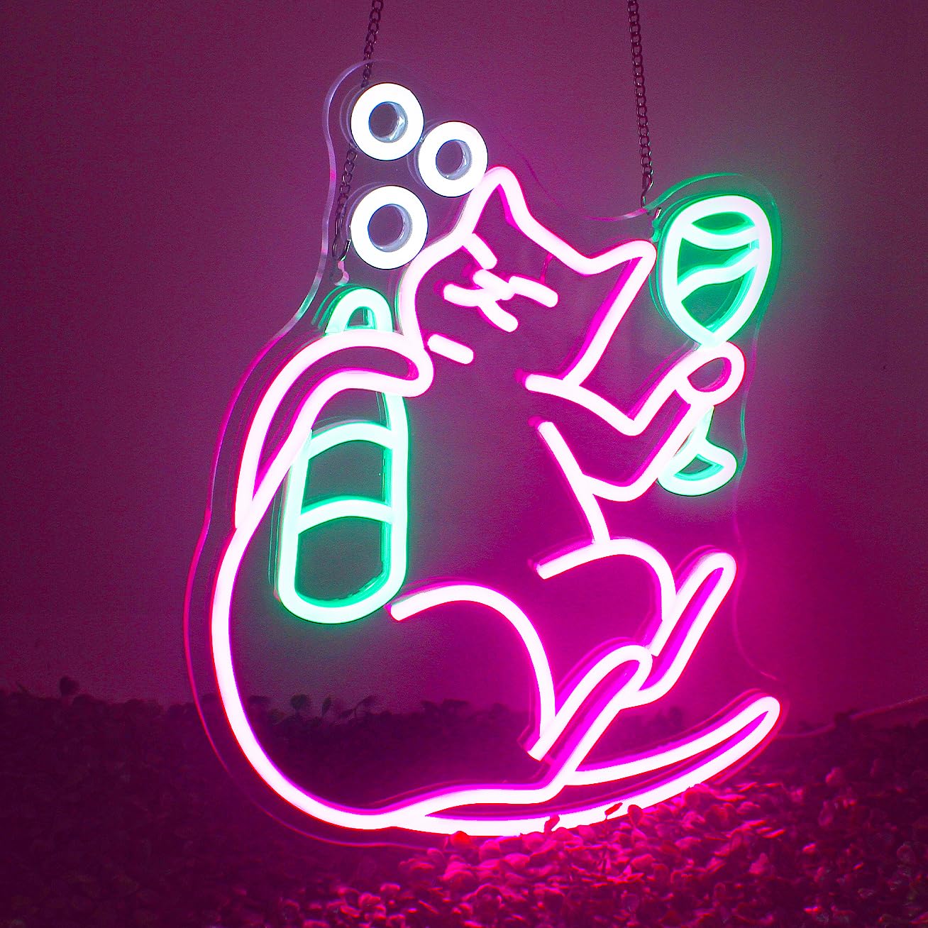 Funny Cat Beer Neon Sign - Dimmable Pink LED Wall Decor for Home Bar, Men Cave & Bedroom | Perfect for Cat Birthday Parties & Animal-Themed Decor