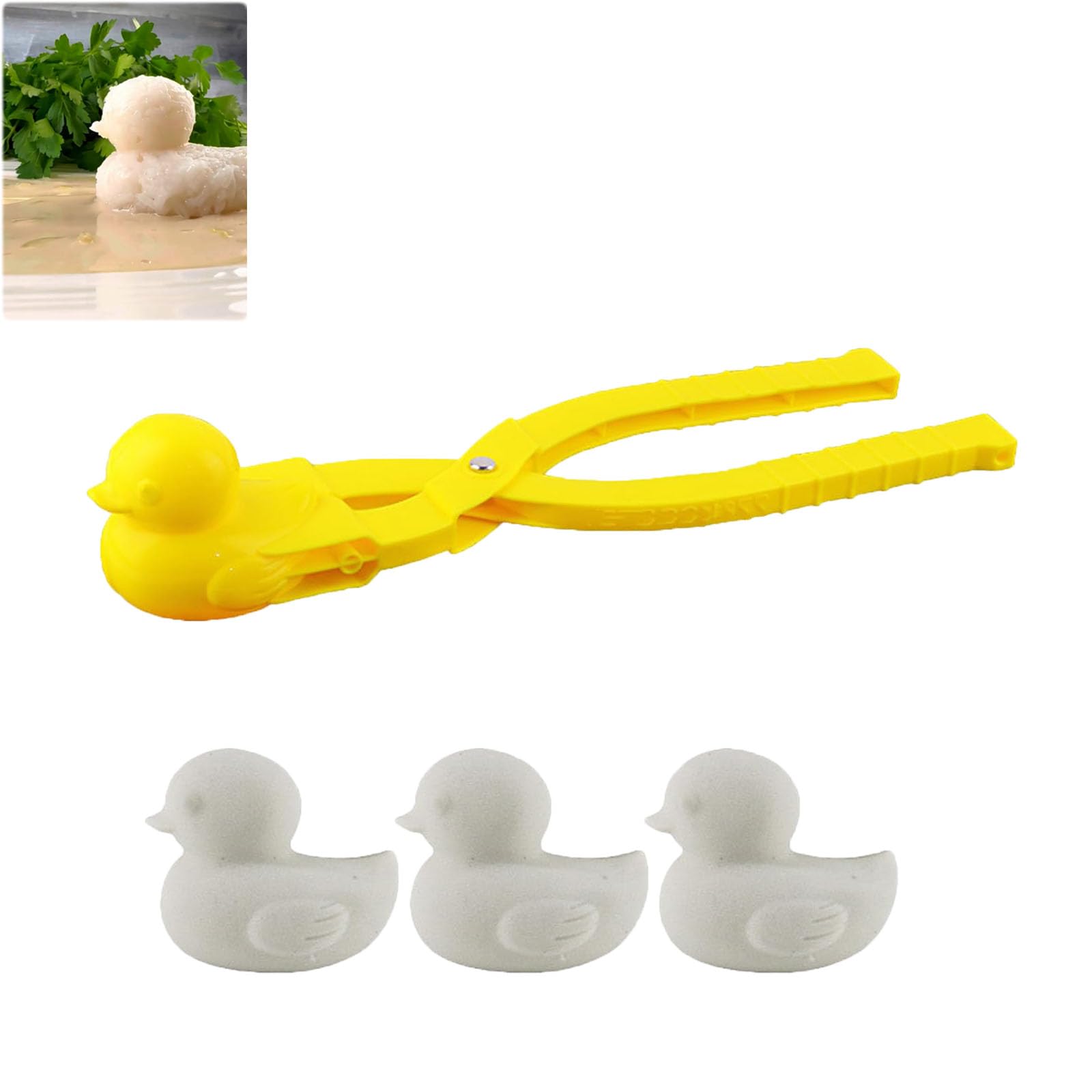 3D Rubber Duck Rice Mold & Snowball Maker - Fun Kitchen Tool for Shaping Rice, Soup & Coconut Milk Dishes - Perfect for Kids' Meals, Party Snacks & Creative Food Presentation