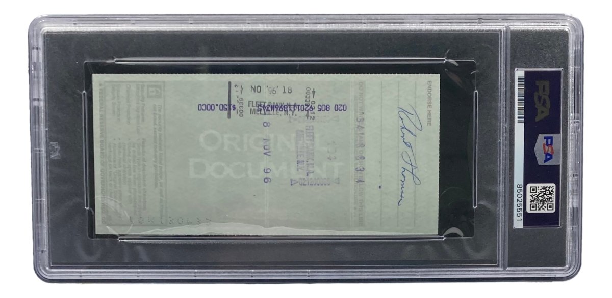 Bobby Thomson New York Giants Autographed Bank Check - PSA/DNA Certified 85025551 - Perfect for Sports Memorabilia Collectors and Baseball Fans