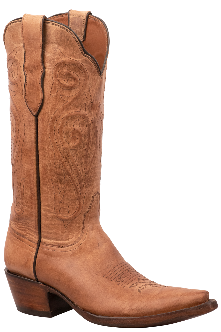 Black Jack Goat Leather Cowgirl Boots in Tan - Western Style Ankle Boots for Women | Perfect for Country Dancing, Rodeo Events & Everyday Wear