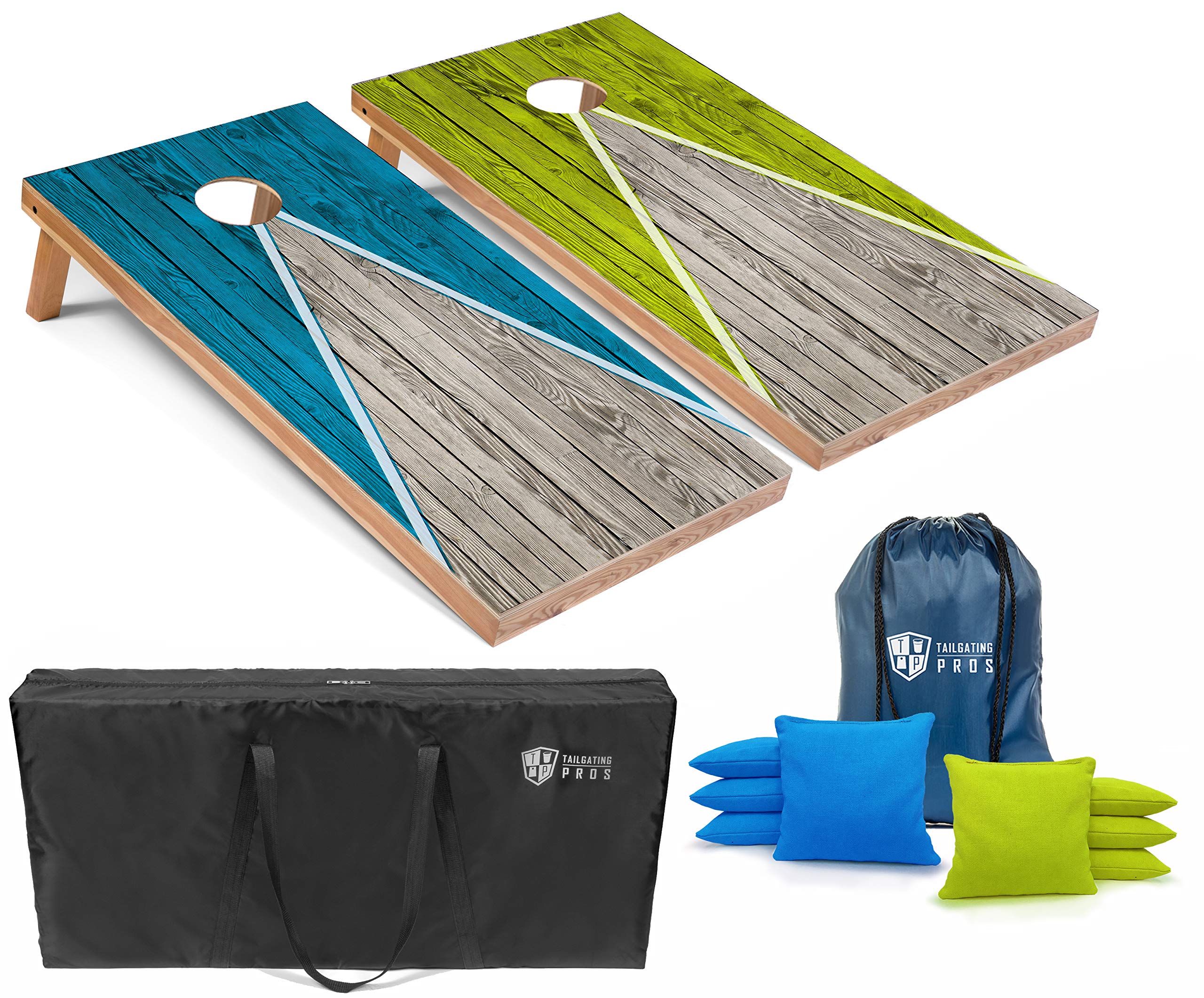 Regulation Cornhole Board Set with LED Ring Lights - 4'x2' Lightweight Pyramid Design for Tailgating, Backyard Parties & Outdoor Games