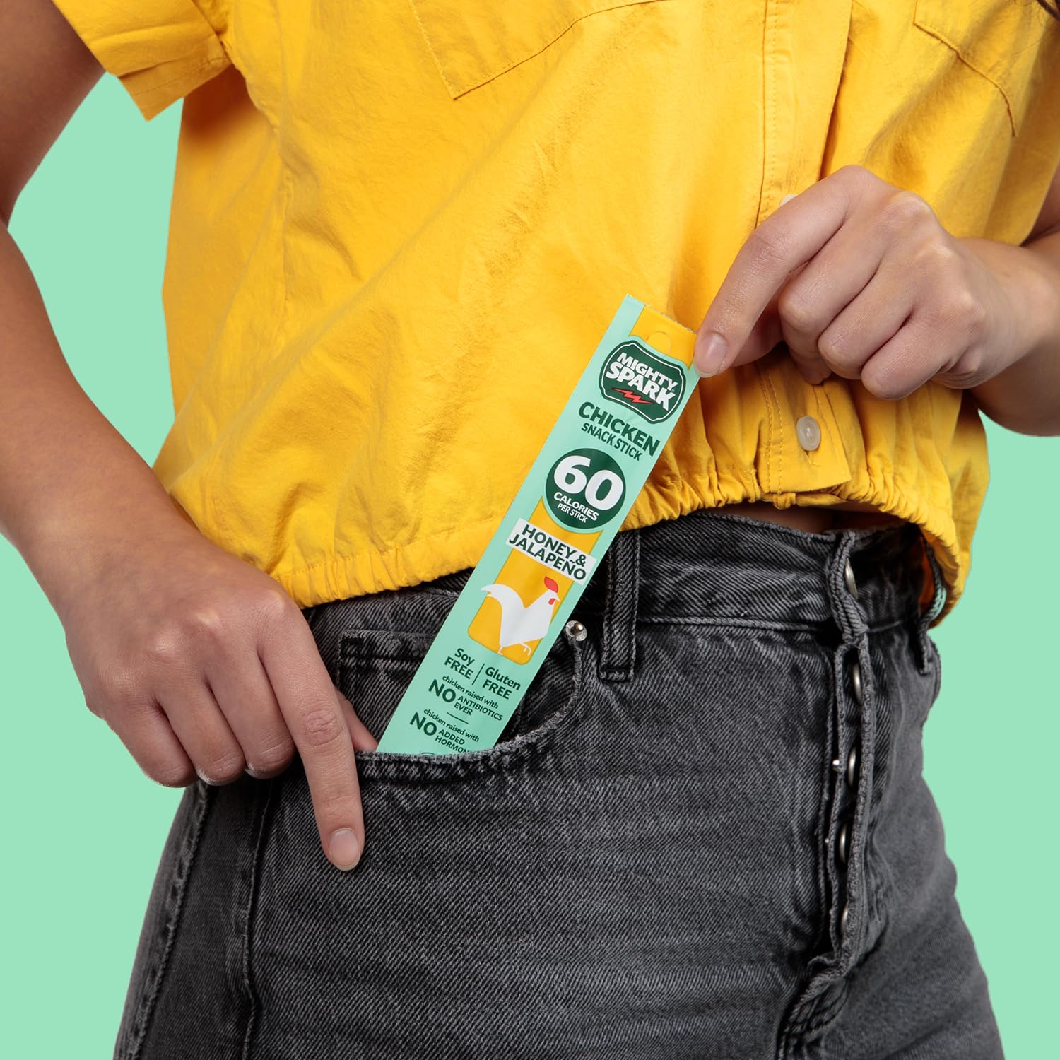 Mighty Spark Honey Jalapeno Chicken Snack Sticks - High Protein (6g), No Antibiotics, Hormones, Gluten & Soy - Keto Friendly, Weight Watchers Approved Meat Snacks - 12 Pack - Perfect for On-the-Go, Office & Outdoor Adventures