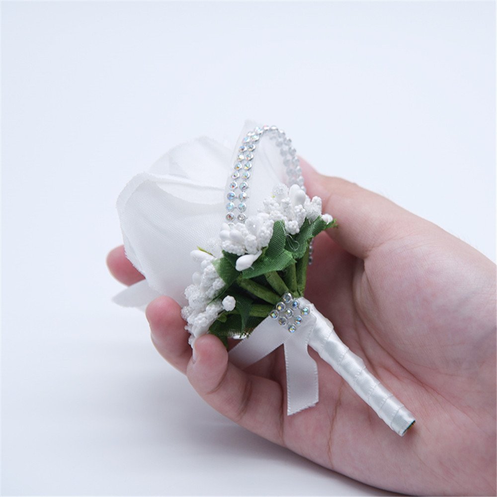 Elegant Rose Boutonniere for Groom & Groomsmen - Wedding, Prom, Party Corsage Flower Brooch - Perfect for Formal Events & Special Occasions