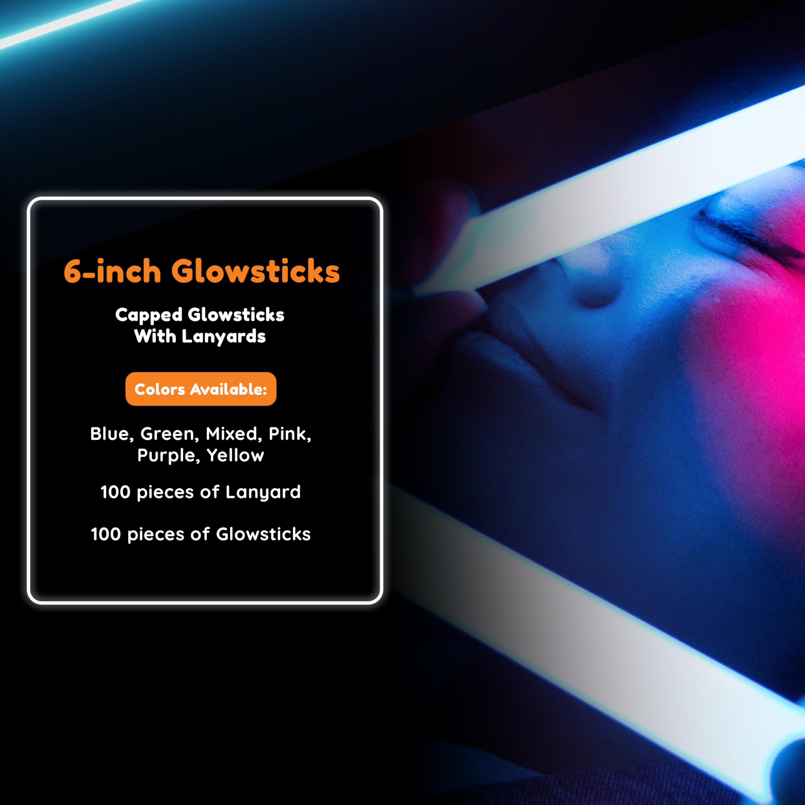 100ct Glow Sticks Bulk - 6