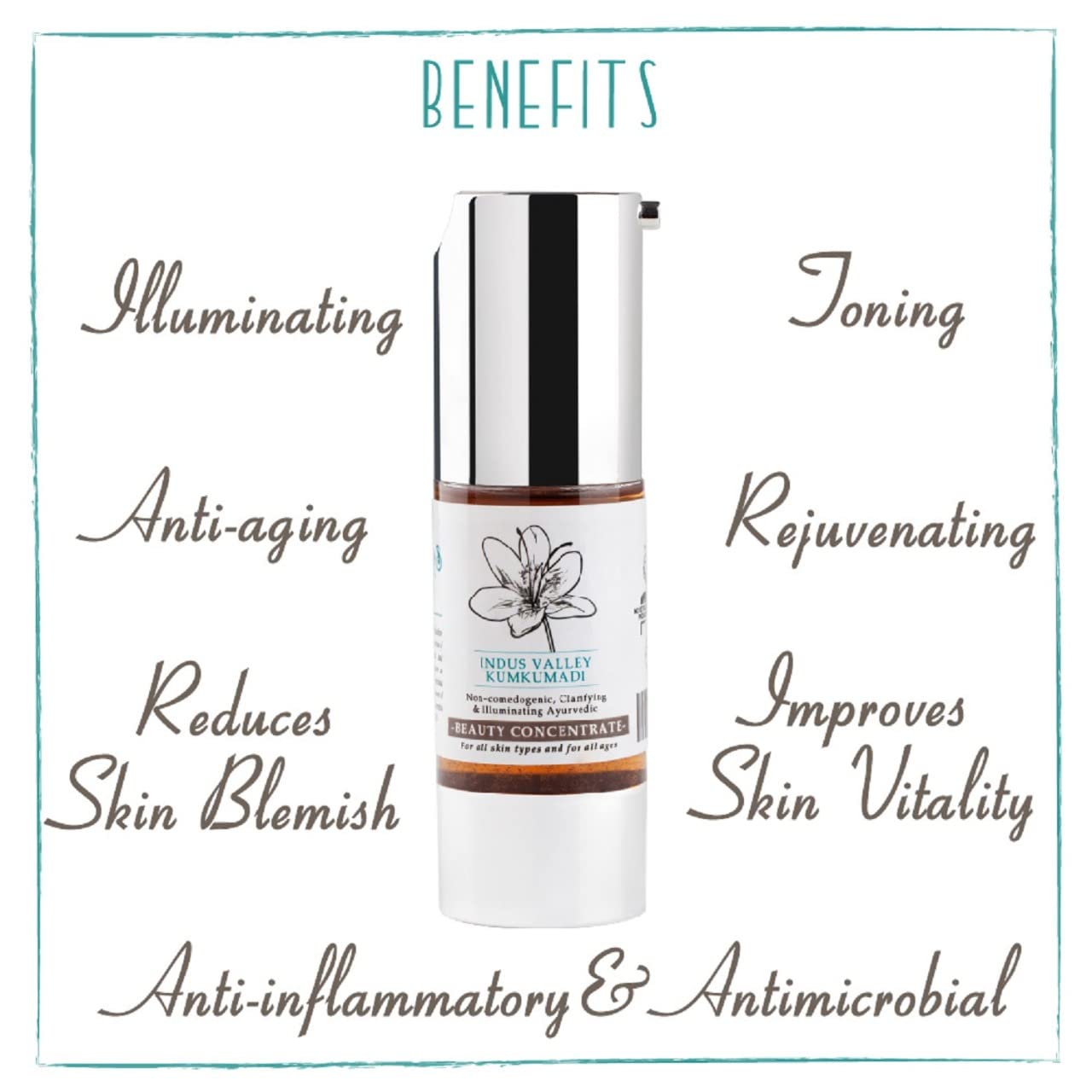Indus Valley Organic Kumkumadi Beauty Oil - 35ml | Ayurvedic Face Oil for Brightening & Glowing Skin | Anti-Aging & Dark Spot Treatment | Perfect for Nighttime Skincare Routine & Bridal Beauty Regimen