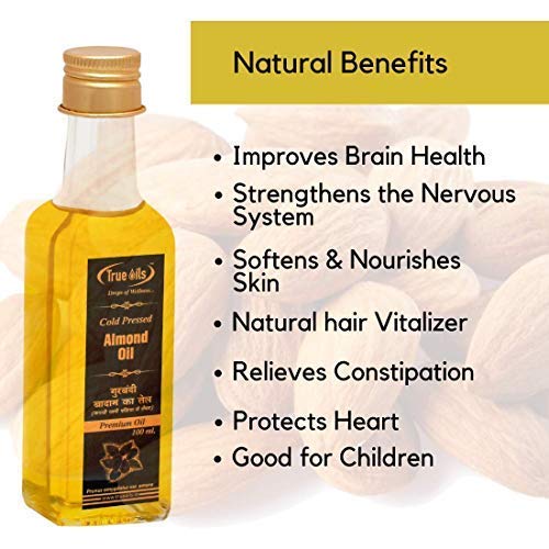 Pure Sweet Almond Oil for Hair Growth & Skin Care - Vitamin E Enriched, Reduces Dark Circles - 100ml for Men & Women - Perfect for Massage, Hair Treatment & Nighttime Skin Routine