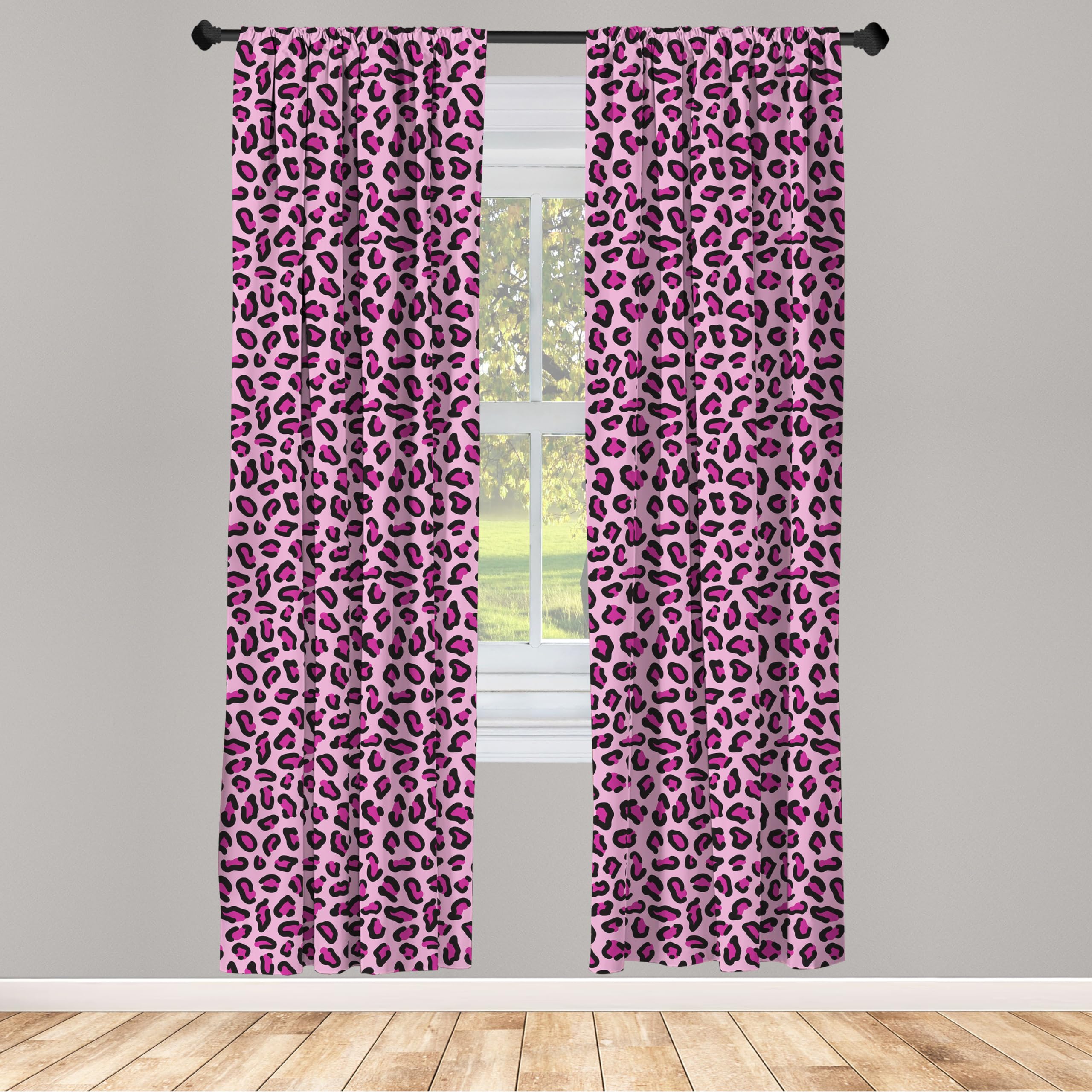 Ambesonne Jaguar Print Curtains - Animal Skin Pattern Doodle Design, 2 Panel Set for Living Room & Bedroom (28
