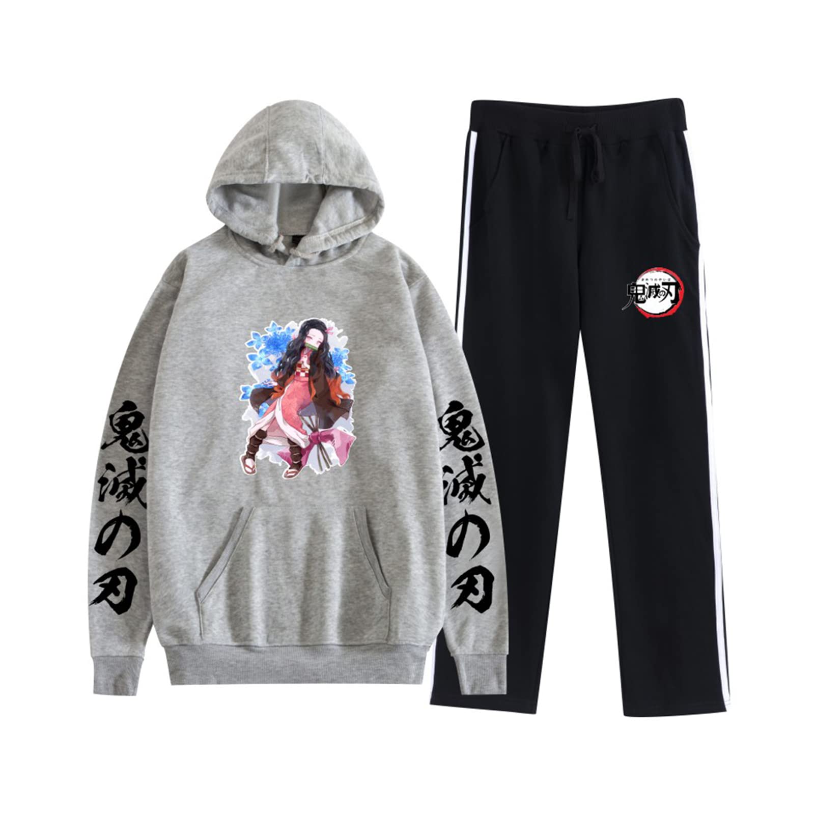 Unisex Demon Slayer Anime Hoodie & Sweatpants Set - Manga Inspired Casual Two-Piece Tracksuit for Cosplay, Lounge Wear & Anime Enthusiasts