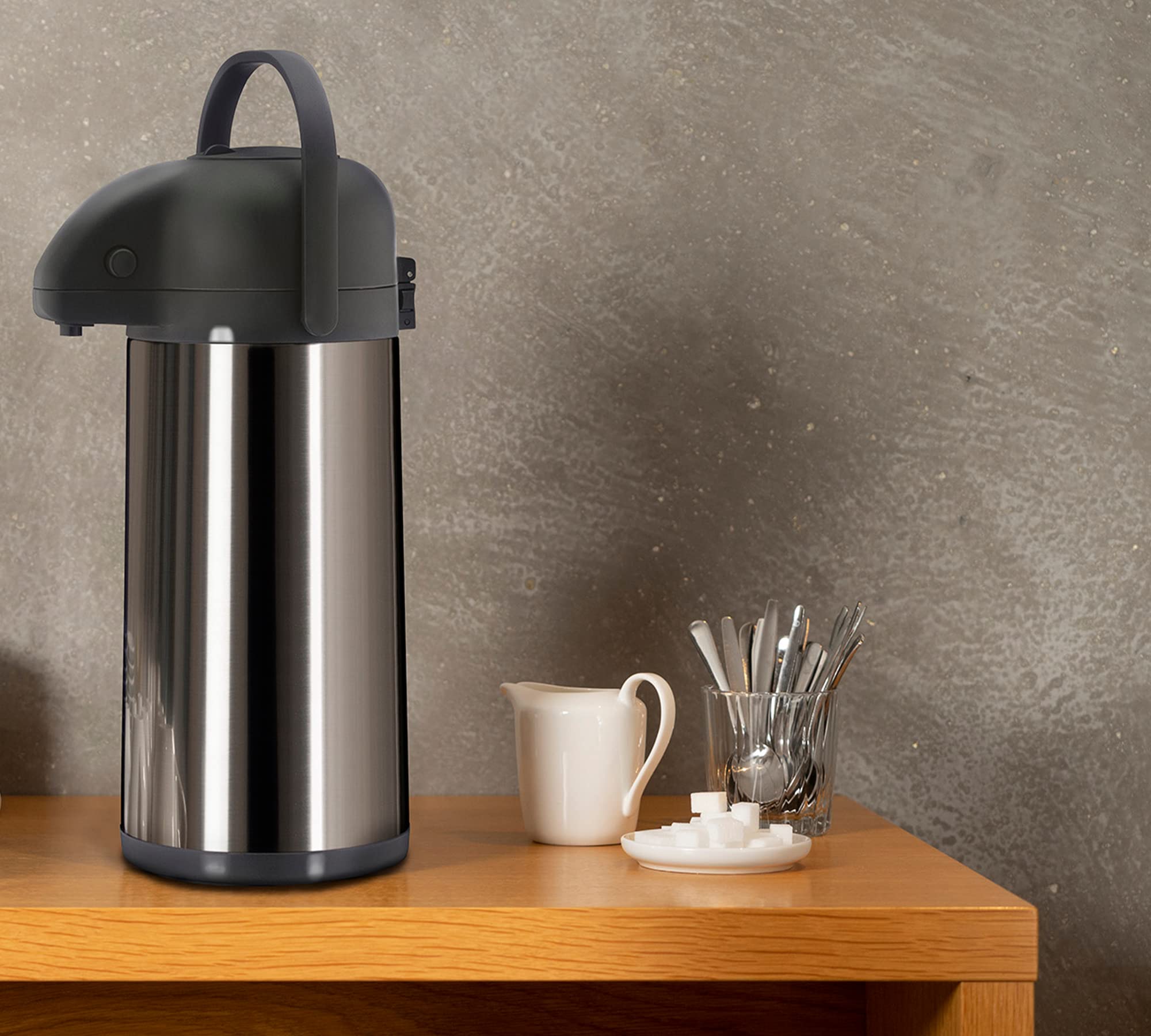 ALFI Stainless Steel Drink Dispenser 2.5L - Silver/Black Water Pitcher for Parties, Events & Office Use | BPA-Free Beverage Container