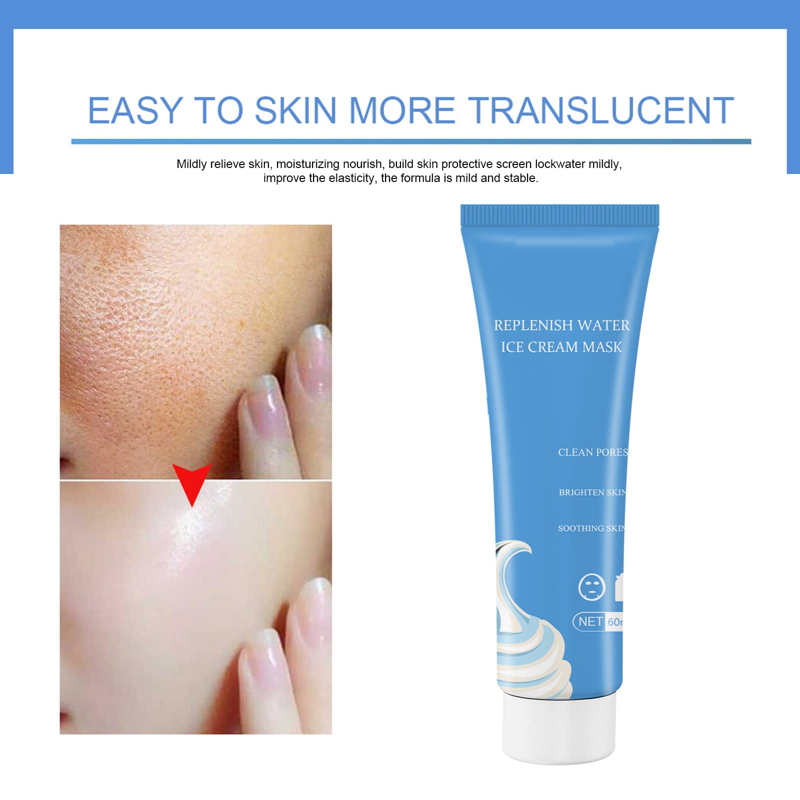 TMTW Salicylic Acid Ice Cream Mask - Deep Moisturizing & Repairing Overnight Sleep Mask for Acne & Blackhead Removal, Pore Minimizing & Ultra-Cleaning Face Mask (1pc) - Perfect for Nighttime Skincare Routine & Post-Workout Pore Care