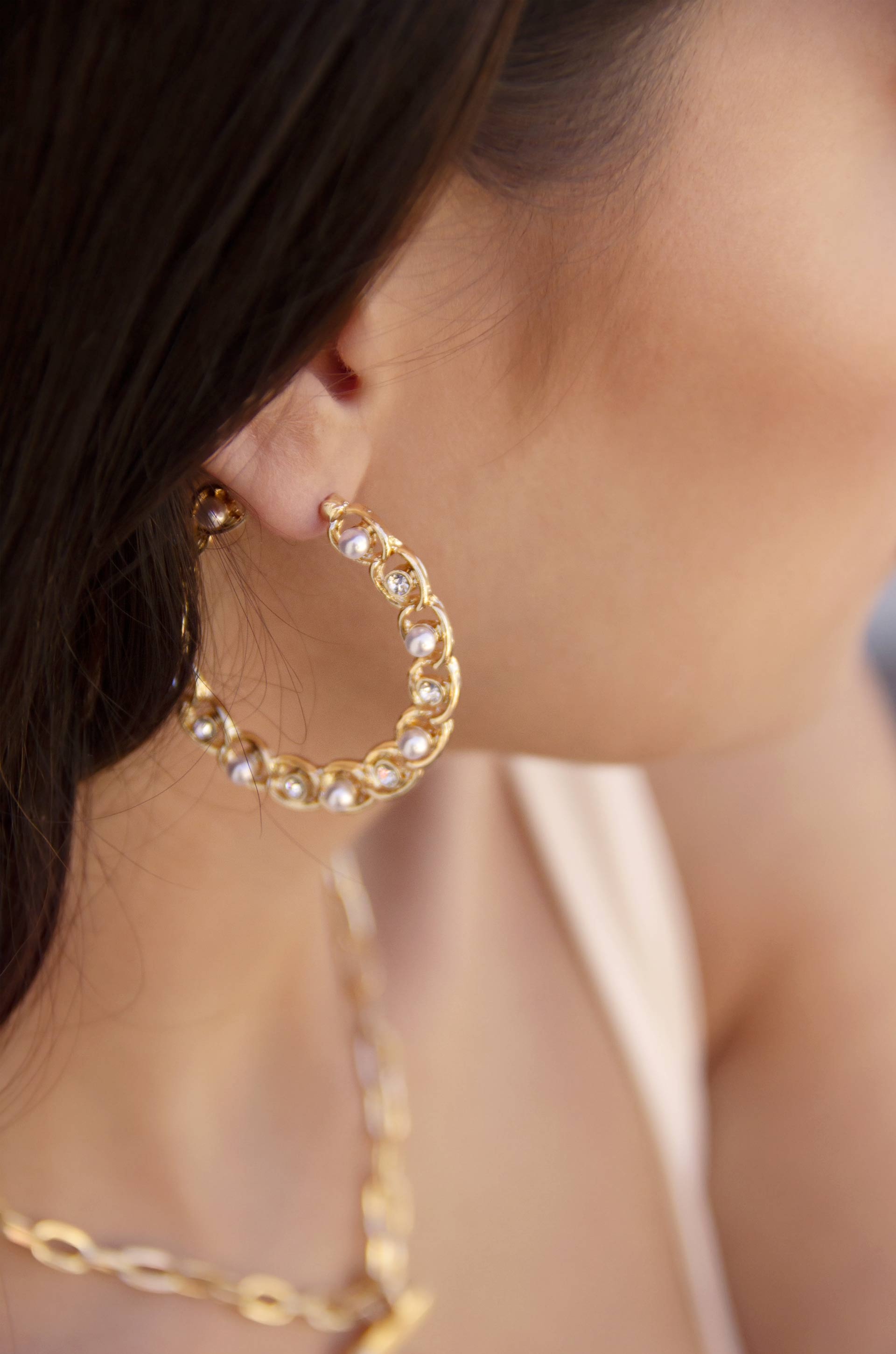 Elite Crystal Hoop Earrings for Women - 14K Gold Plated Hypoallergenic Dangle Earrings - Elegant Jewelry Gift for Birthday, Anniversary & Wedding - Perfect for Parties, Date Nights & Office Wear