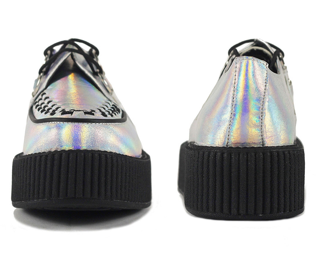 T.U.K Iridescent Crackle Mondo Creeper Shoes - Punk Rock Platform Sneakers for Women & Men - Perfect for Concerts, Gothic Fashion & Alternative Style