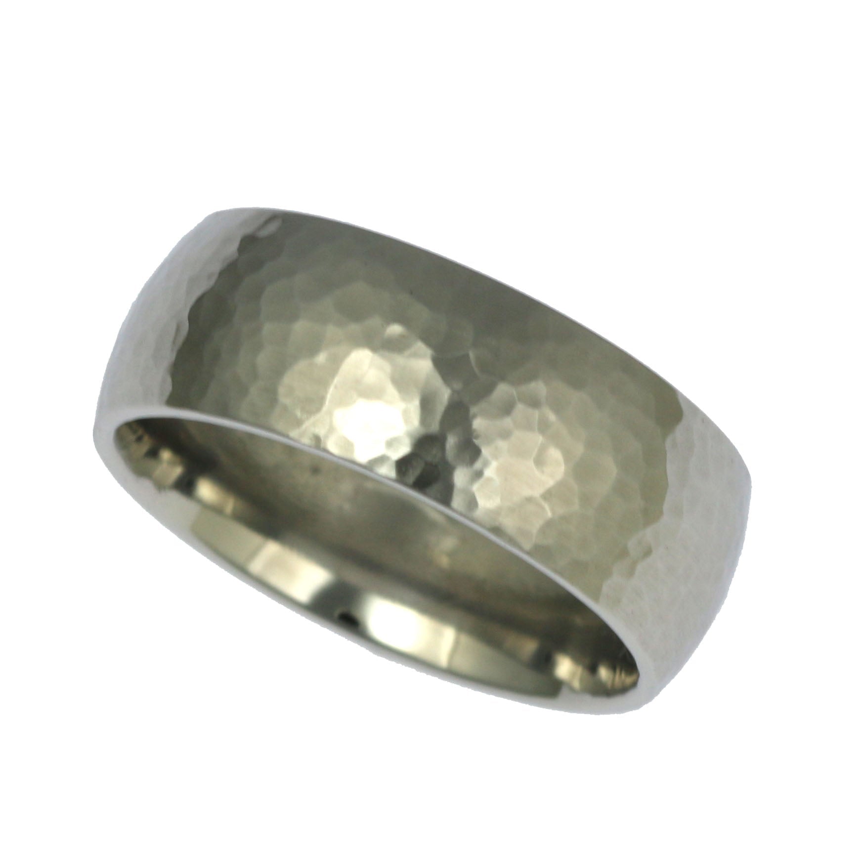 8mm Hammered Comfort Fit Stainless Steel Men's Wedding Band Ring - Durable & Hypoallergenic Jewelry for Grooms, Anniversary Gifts & Everyday Wear