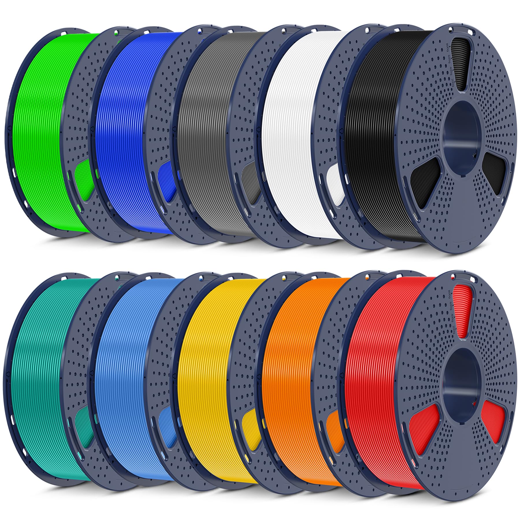 SUNLU 3D Printer Filament Bundle - 10KG PLA Plus Filament 1.75mm, 10 Colors (Black, White, Grey, Green, Blue & More) for Smooth 3D Printing - Perfect for DIY Projects, Prototyping & Home Decor Creations