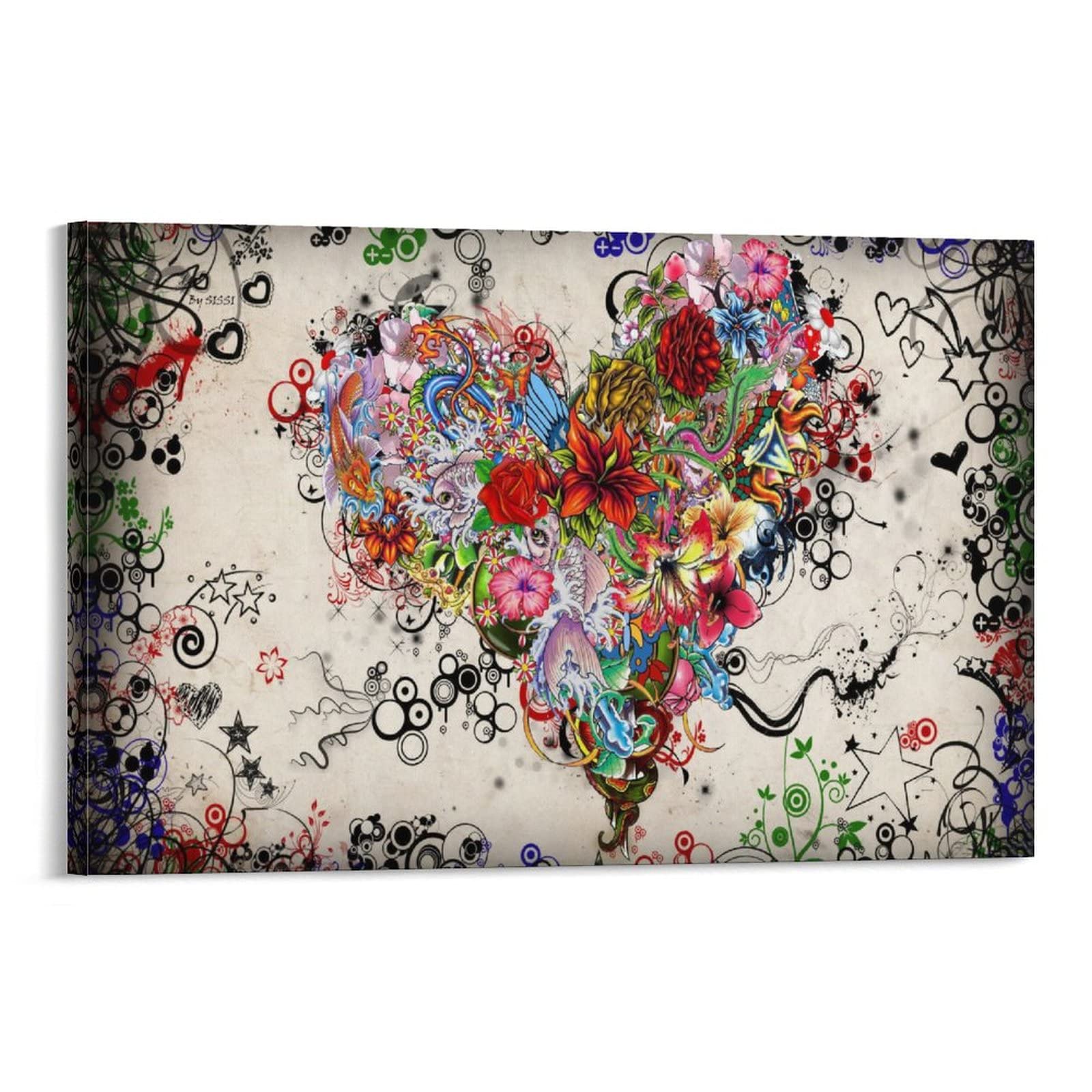 Vibrant Red Love Flower Art Poster - Aesthetic Canvas Wall Decor 24x36 Inch (60x90cm) & 16x24 Inch (40x60cm) - Perfect for Bedroom, Living Room & Office Decor - Unique Gift Idea for Home & Wedding