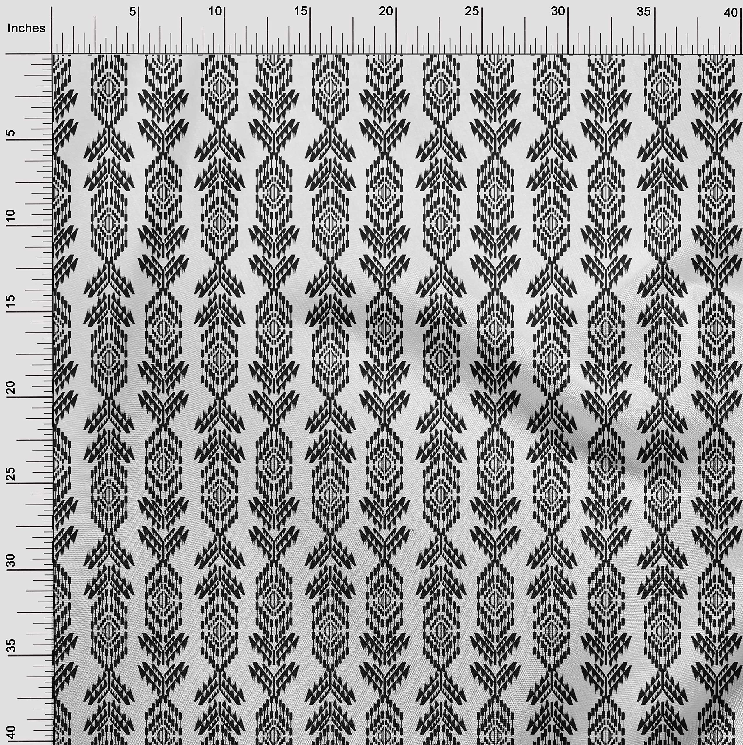 Velvet Black Aztec Print Fabric by The Yard - 58 Inch Wide for DIY Clothing, Sewing Projects & Home Decor | Soft, Durable & Easy to Sew