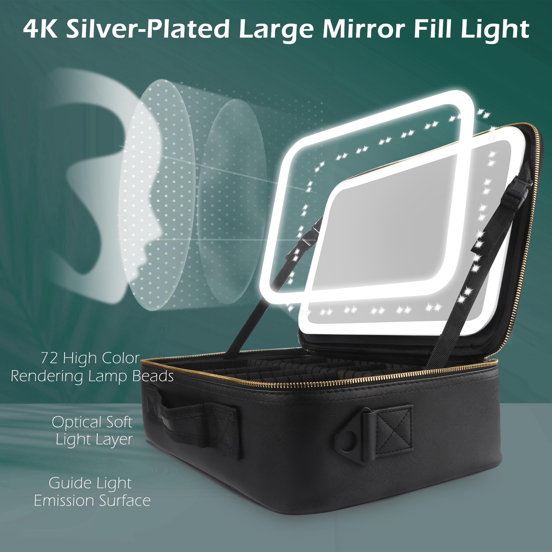 MOMIRA Travel Makeup Bag with LED Mirror - Large Cosmetic Organizer Case, 3 Color Modes & Adjustable Brightness, Waterproof Toiletry Bag for Women | Perfect for Travel, Home Use & Gift Giving