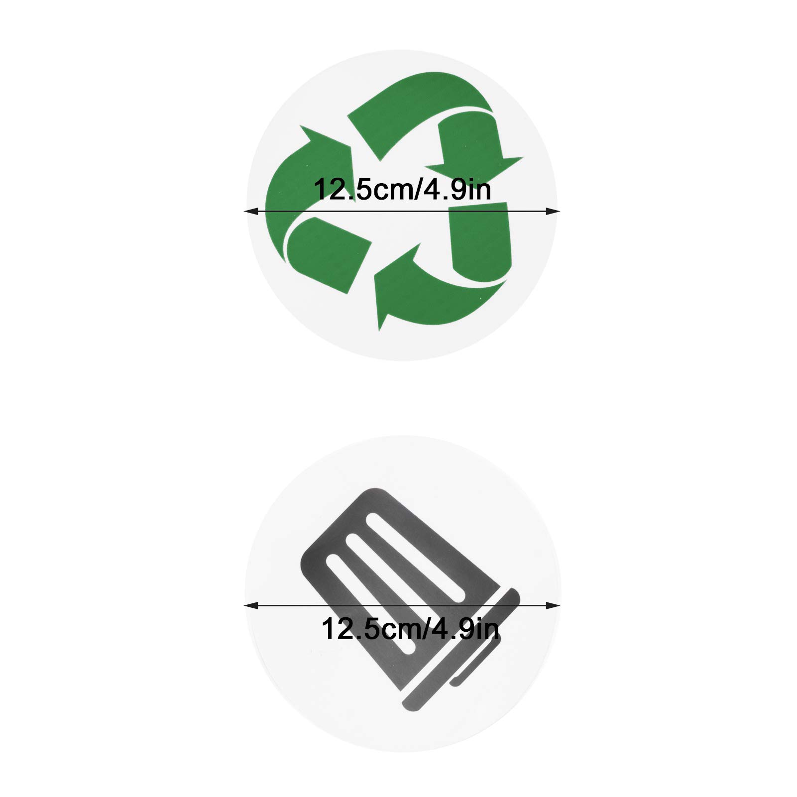 18 Pcs Self-Adhesive Bin Stickers - 9 Trash Can Signs & 9 Recyclable Labels for Waste Sorting | Perfect for Home, Office & Public Recycling Bins