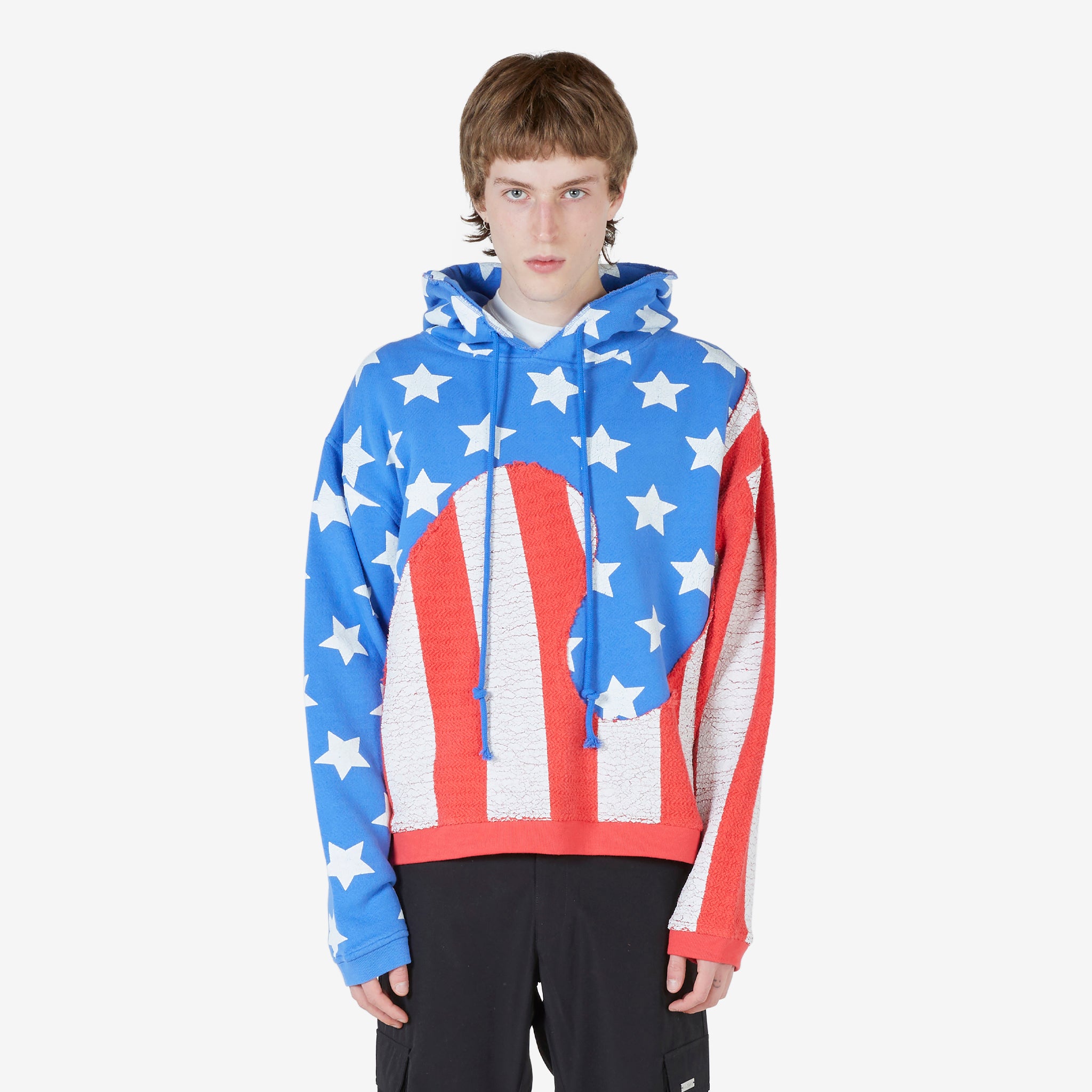 Unisex Stars and Stripes Swirl Hoodie - Patriotic Blue Pullover for Men & Women | Perfect for 4th of July, Memorial Day & Casual Wear