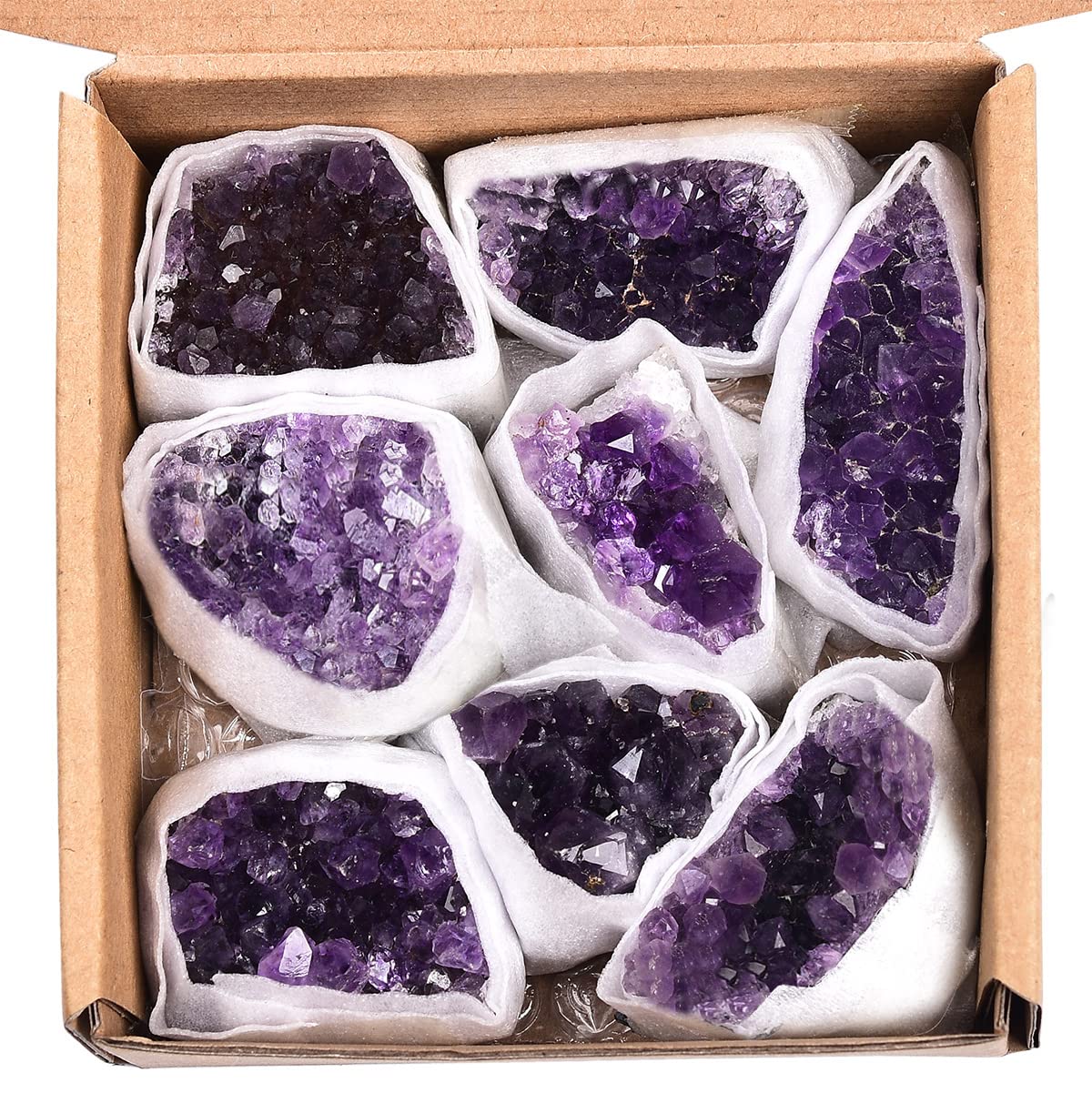 Natural Raw Amethyst Geode Clusters - 1.1 Lbs Purple Healing Crystals for Meditation, Reiki & Home Decor (1-2 Inch) | JIC Gem Witchcraft Specimen & Spiritual Stone Collection