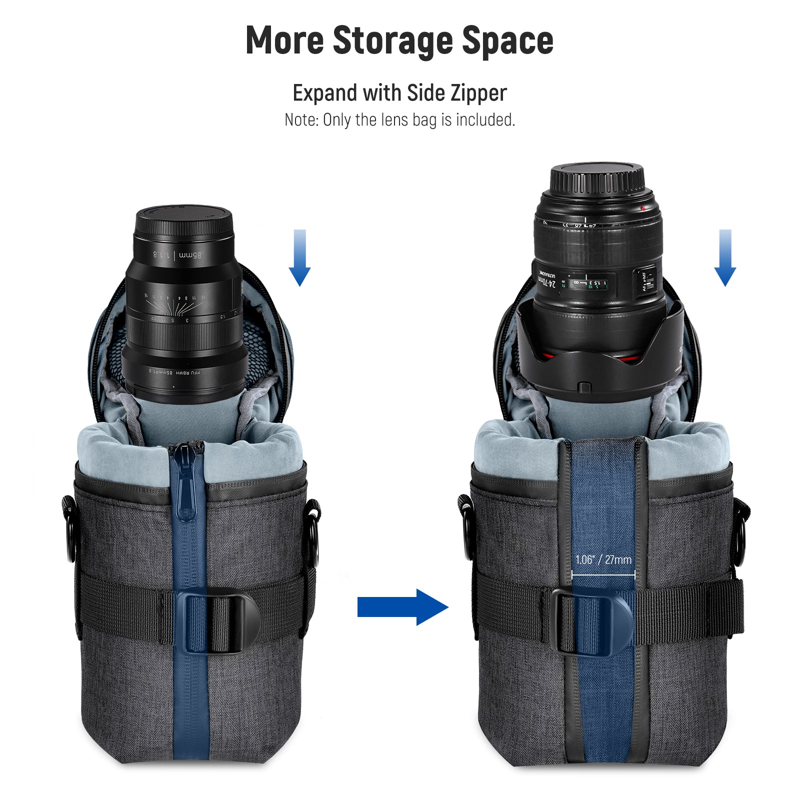 NEEWER PB006 Waterproof Camera Lens Pouch - Protective Storage Case for DSLR & Mirrorless Lenses - Perfect for Travel, Outdoor Photography & Equipment Protection