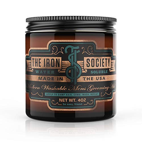 The Iron Society Water Soluble Pomade - Strong Hold Styling Wax for Men with Natural Shine | Perfect for Fades, Pompadours & Everyday Hairstyles