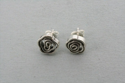 Coiled Rose Earrings in Pure Silver - Elegant Handmade Jewelry for Women, Perfect for Weddings, Parties & Special Occasions