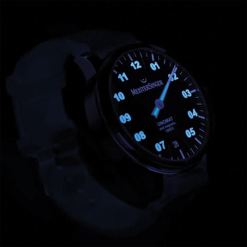 Unomat Automatic 43mm Watch - Black Dial with Blue Rubber Strap - Waterproof Sports Watch for Men, Diving, Swimming & Outdoor Activities