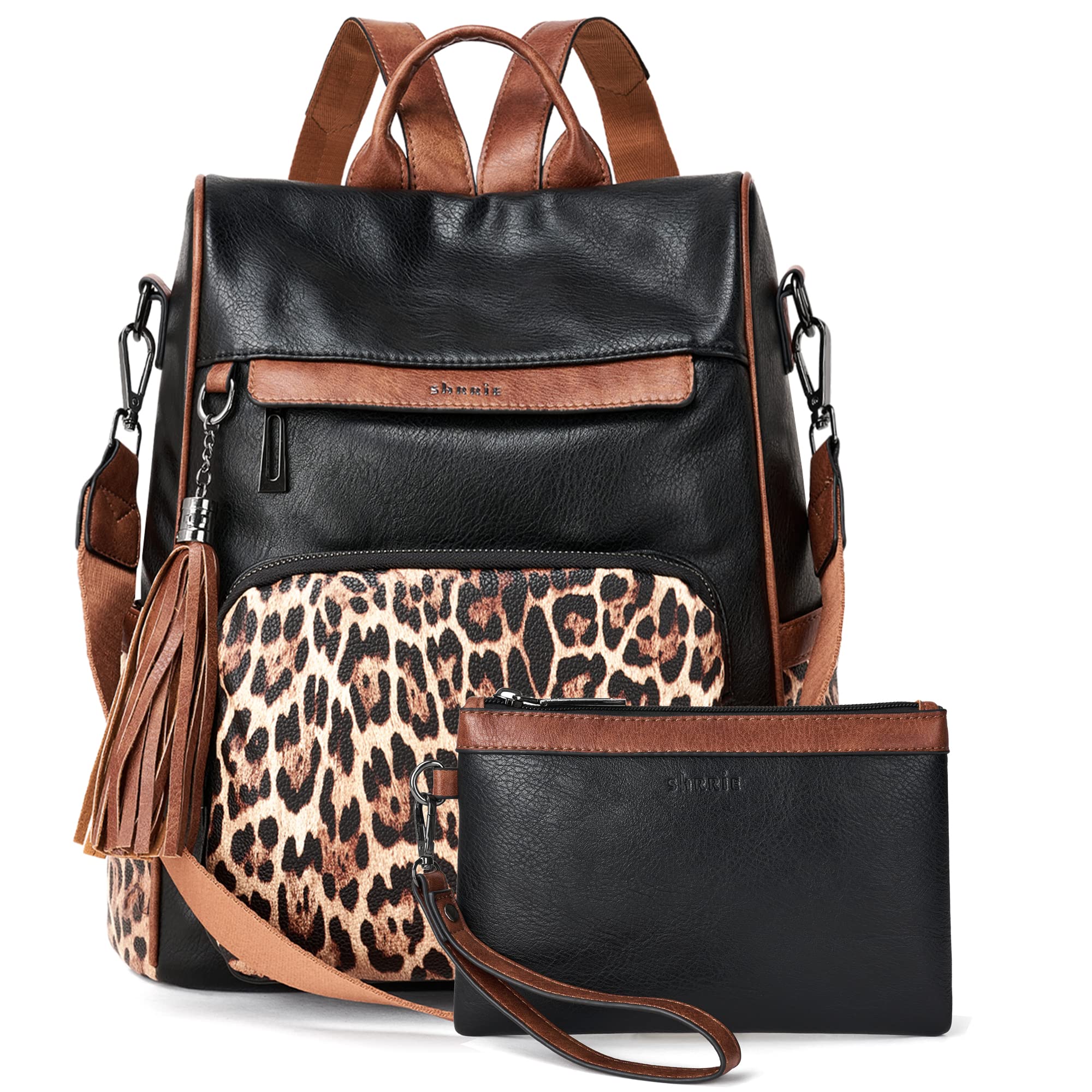 Shrrie Women's PU Leather Anti-Theft Travel Backpack Purse - Stylish Shoulder Bag with Tassel for Work, School & Travel Accessories
