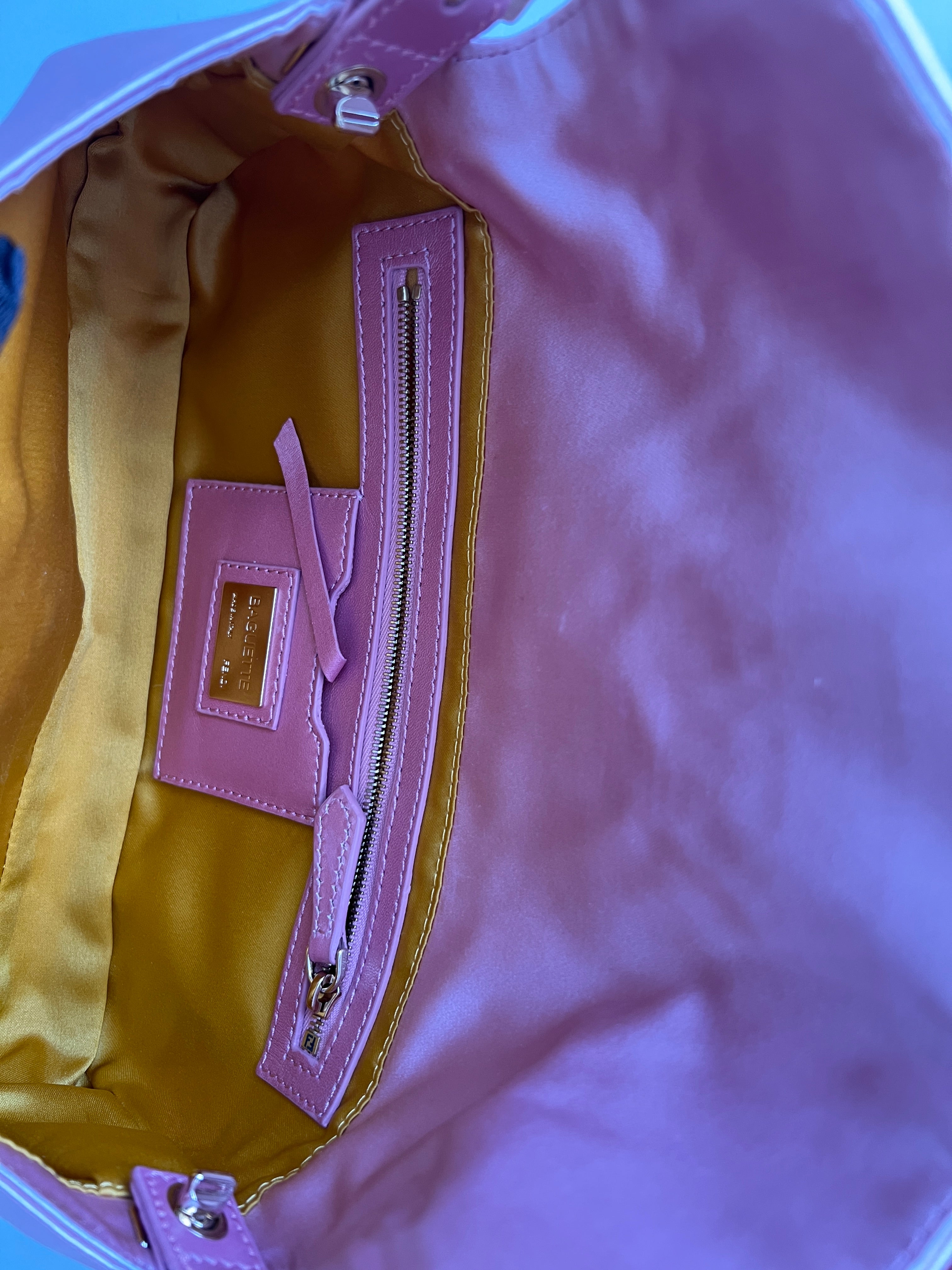 Fendi Pink Satin Baguette Bag for Women - Luxury Designer Crossbody Purse for Parties, Weddings & Evening Events