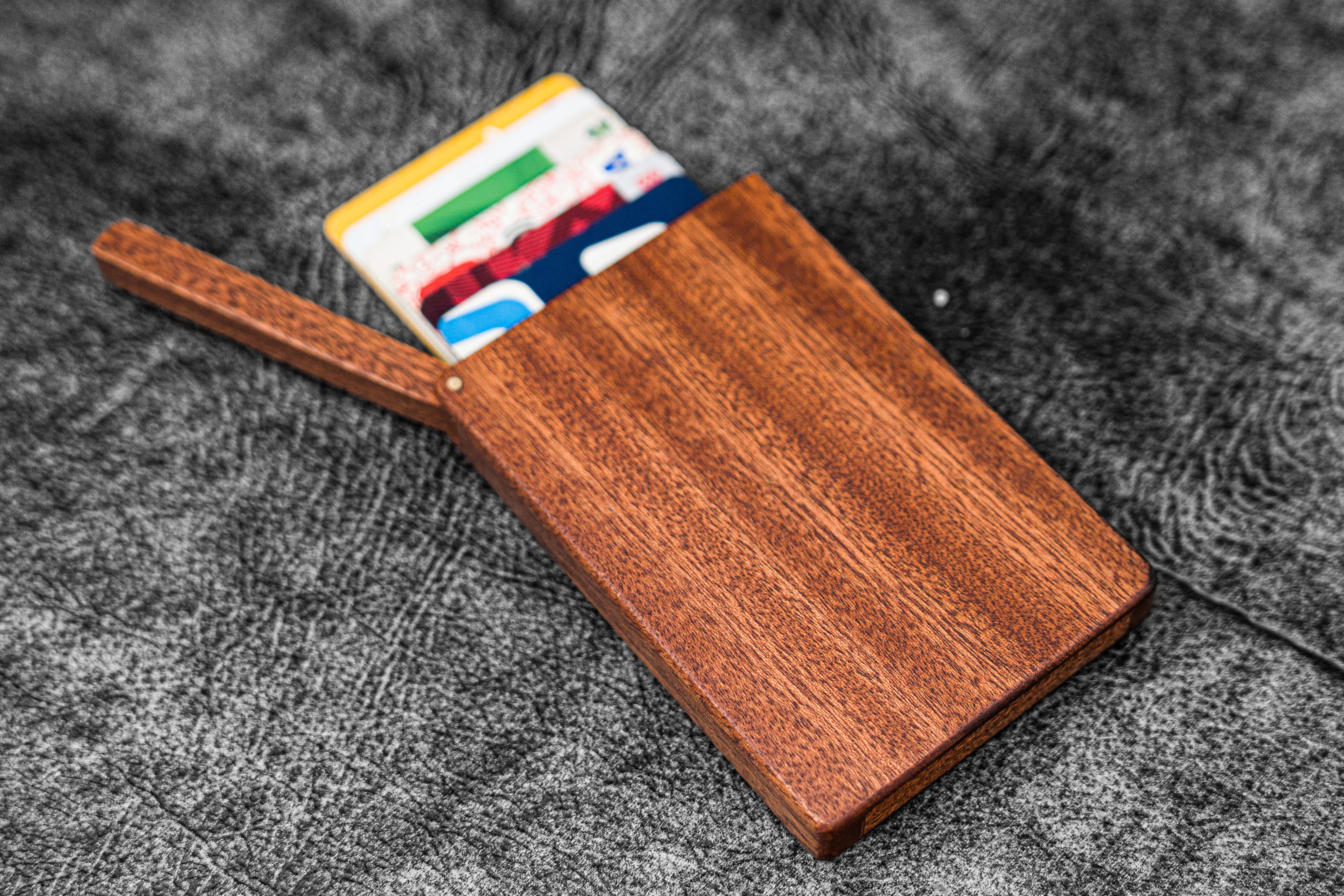 Premium Mahogany Wood Business Card Holder - Elegant & Durable Office Desk Organizer for Professionals & Networking Events