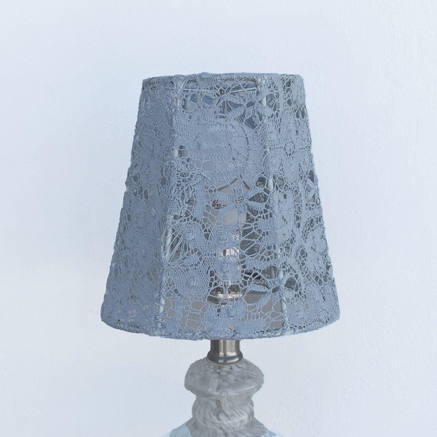 Elegant Petite Blue Lace Lampshade - Vintage Style Home Decor for Bedroom, Living Room & Nursery Lighting