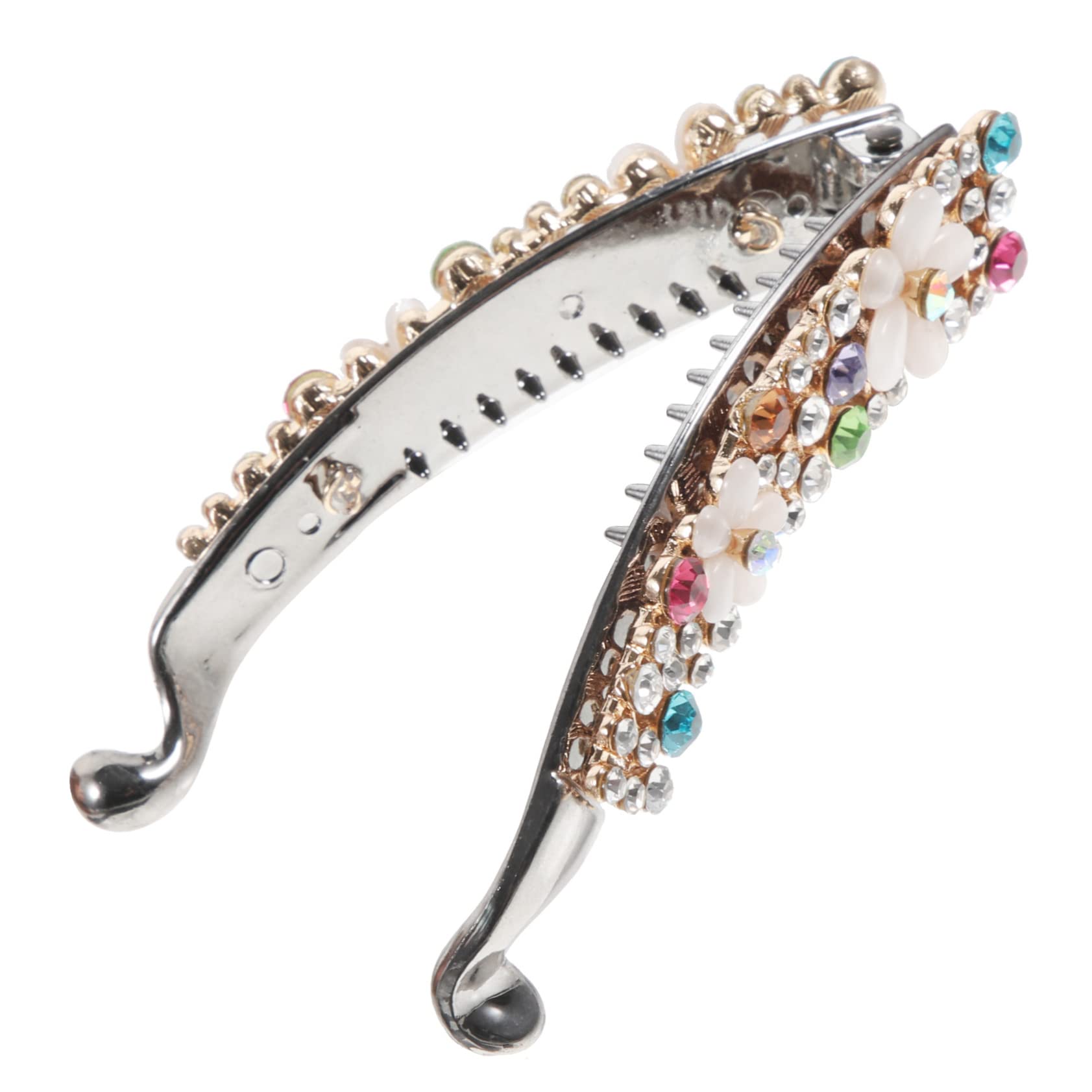 5pcs Small Banana Hair Clips for Thin Hair - Rhinestone Hair Clamps for Women with Curly Hair | Stylish Hair Accessories for Daily Wear, Parties & Weddings