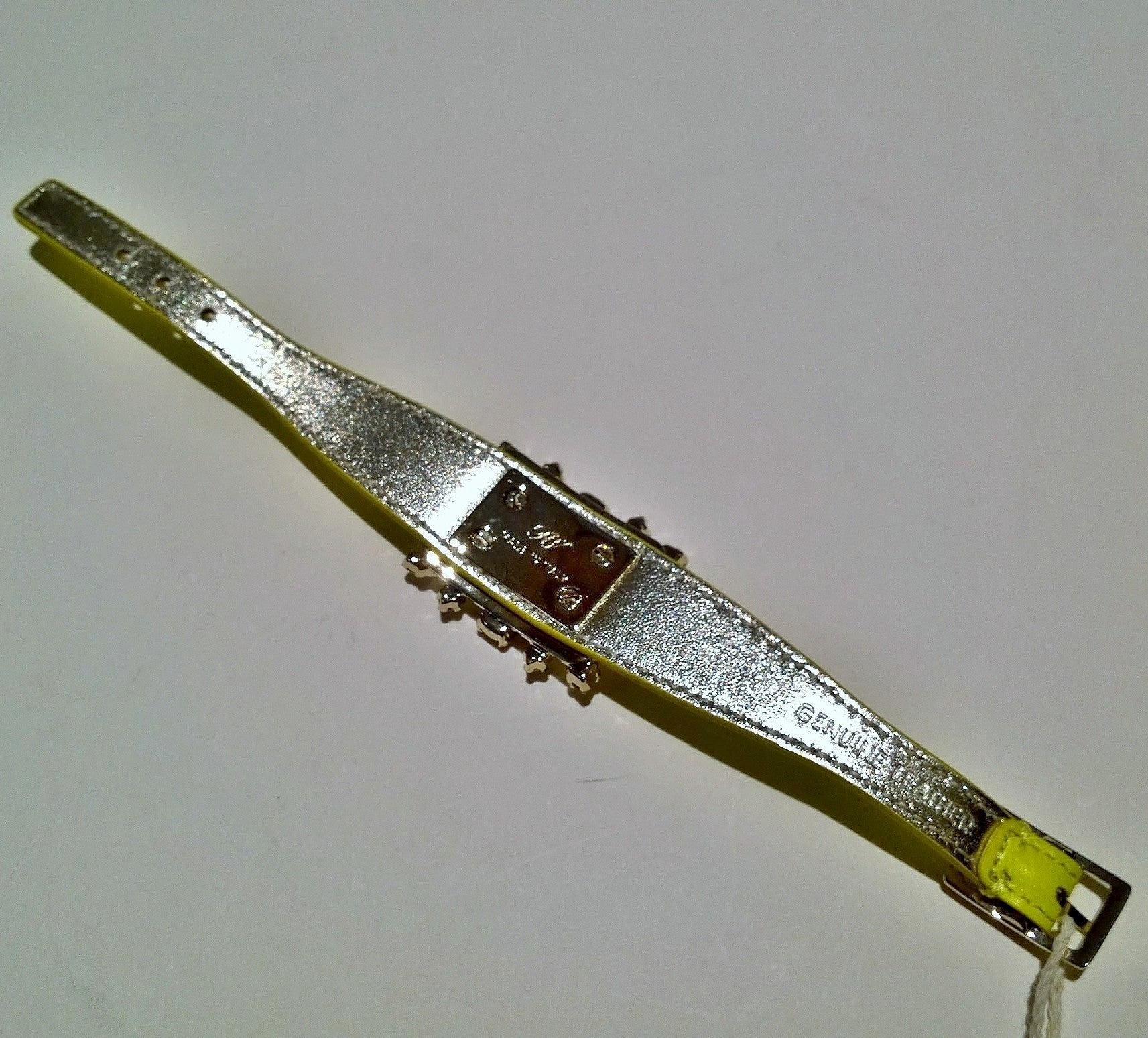 Roger Vivier Broche Vivier Bracelet - Lemon Yellow Leather with Rhinestone Buckle - Elegant Women's Jewelry for Parties, Weddings & Special Occasions