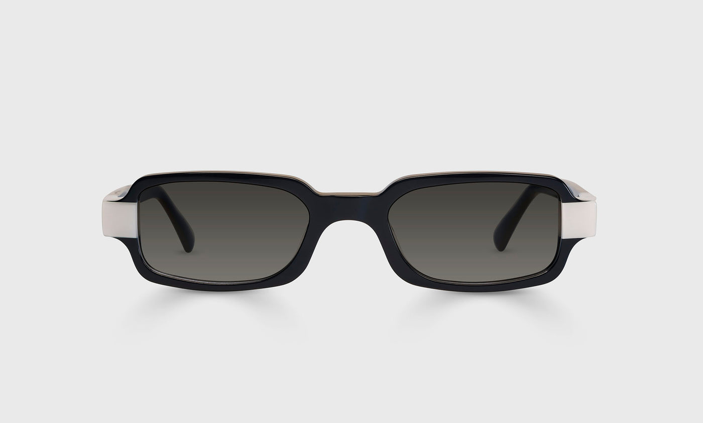 Black Onyx Straight Edge Color 00 Eyeglasses with White Front and Temples - Stylish & Durable for Work, Reading, and Everyday Wear