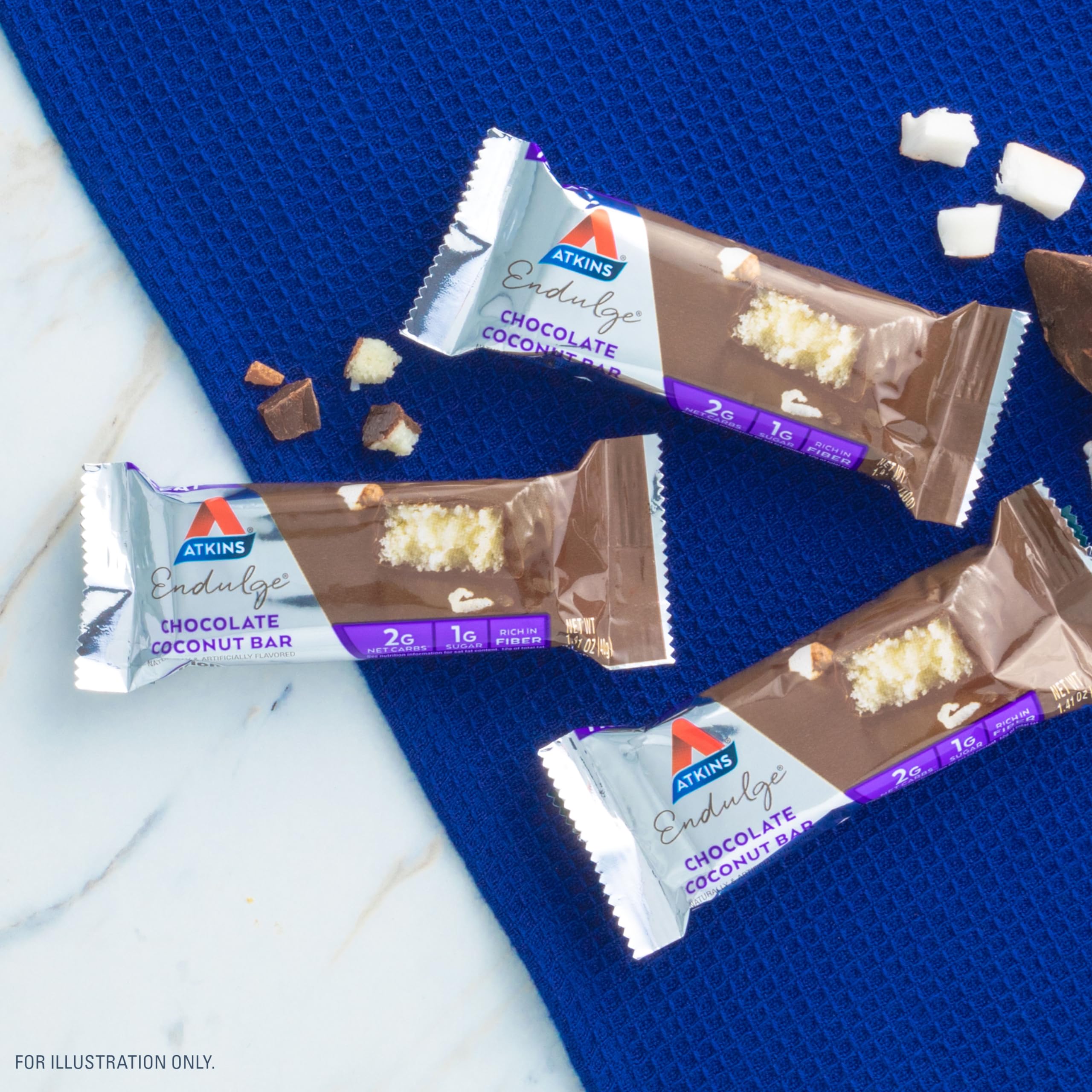 Atkins Endulge Chocolate Coconut Bar - Low Sugar High Fiber Protein Snack (16 Count) | Keto Friendly Dessert for Weight Loss & Healthy Lifestyle | Perfect for On-the-Go Energy & Post-Workout Recovery