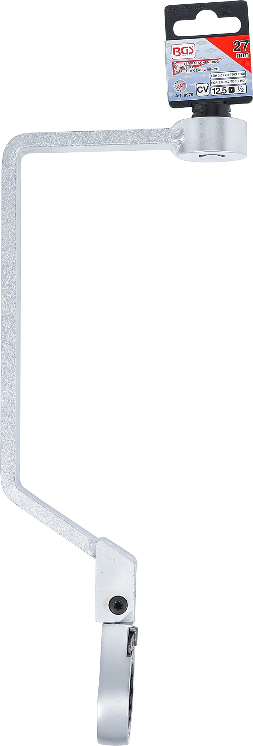 BGS 8979 Special Ratchet Ring Wrench - Oil Filter Removal Tool Compatible with PSA, Ford 20 & 22 TDCI/HDI Engines - Perfect for DIY Car Maintenance & Quick Oil Changes