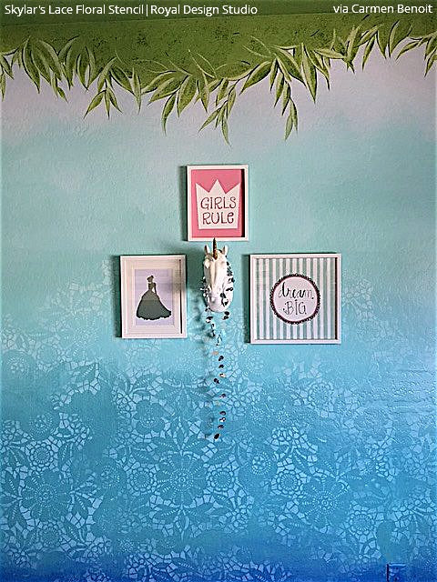 Skylar's Lace Floral Stencil - DIY Craft Stencils for Scrapbooking, Wall Art & Home Decor - Reusable Painting Template for Wood, Fabric & Canvas