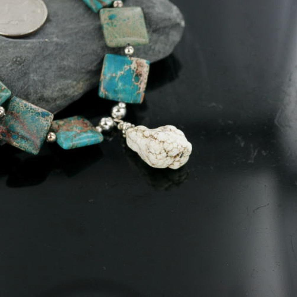 Authentic Navajo Sterling Silver & Magnesite Native American Handmade Necklace by Loma Siiva - Perfect for Boho Fashion, Cultural Events & Gift Giving