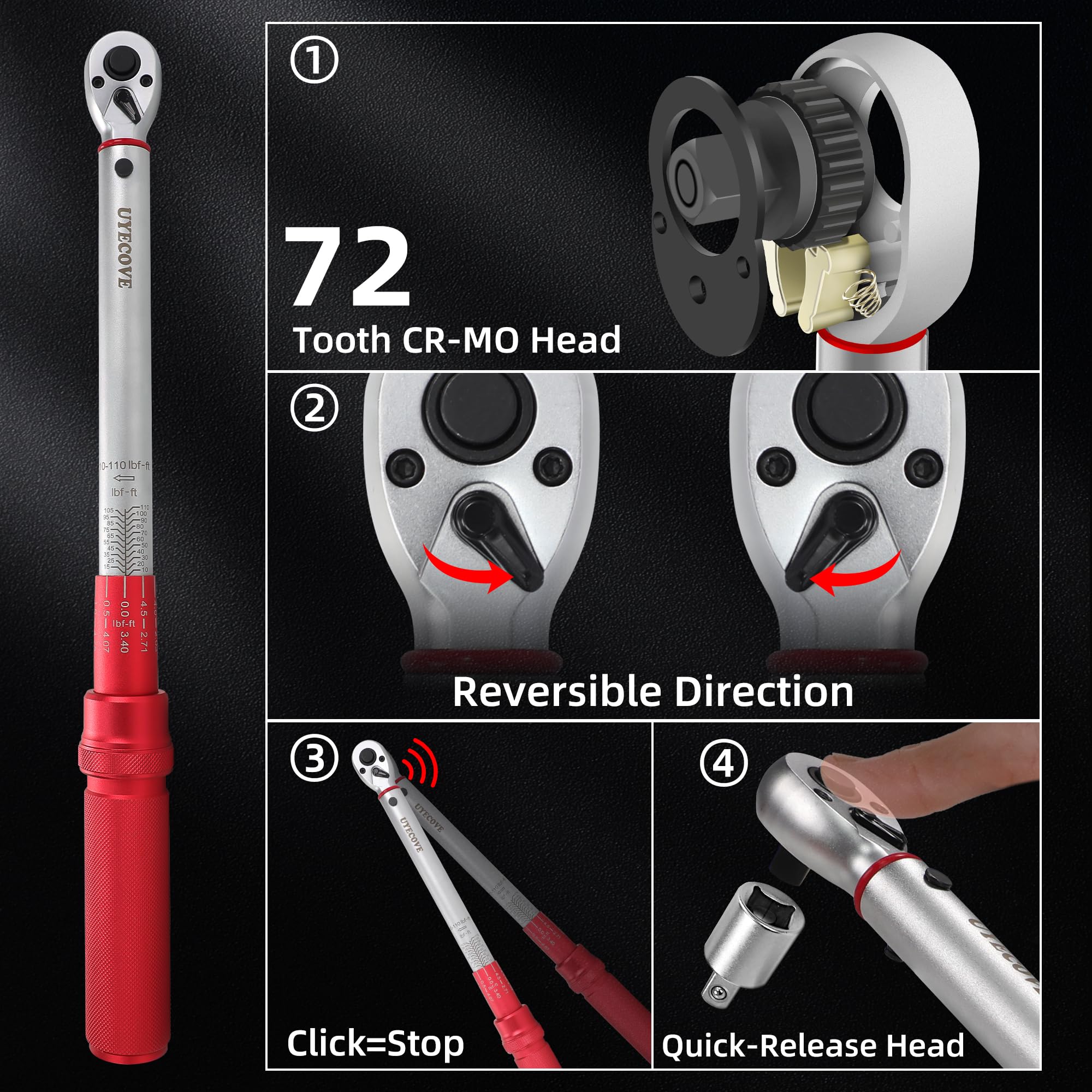 3Pcs Torque Wrench Set (1/4