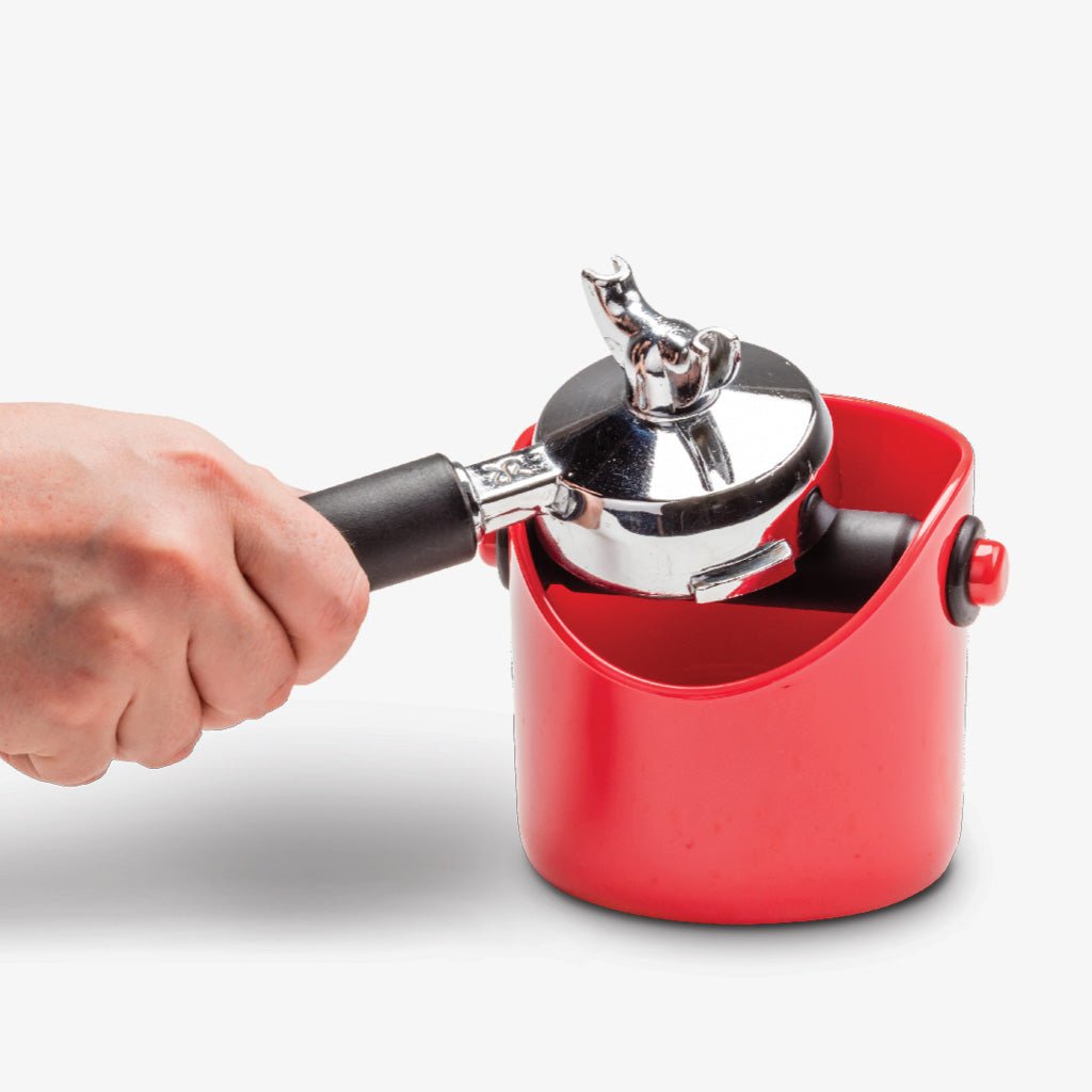Premium Stainless Steel Coffee Knock Bin - Red - Compact & Durable Coffee Grounds Container for Espresso Machines - Perfect for Home Baristas & Coffee Shops - Easy Clean & Odor-Free Design