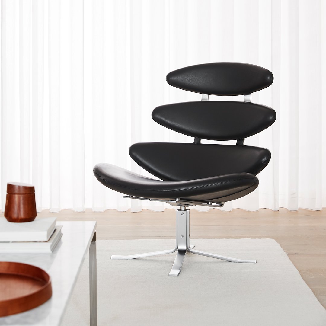 Erik Jørgensen Corona Swivel Lounge Chair - Modern Rotating Living Room Chair for Home & Office - Perfect for Living Rooms, Reading Nooks & Reception Areas