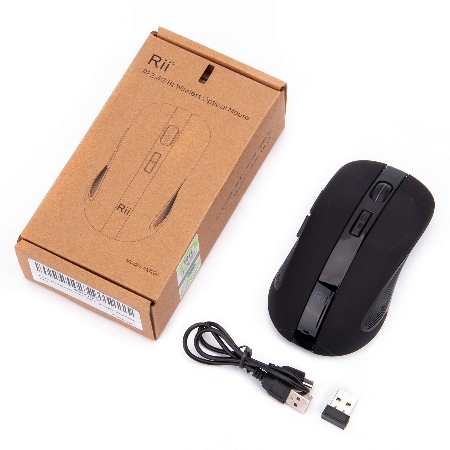 Rii RM200 Wireless Gaming Mouse - 1600 DPI, 5 Programmable Buttons, Rechargeable, RGB LED Lights for PC, Laptop, Mac | Perfect for FPS, MOBA Games & Office Work